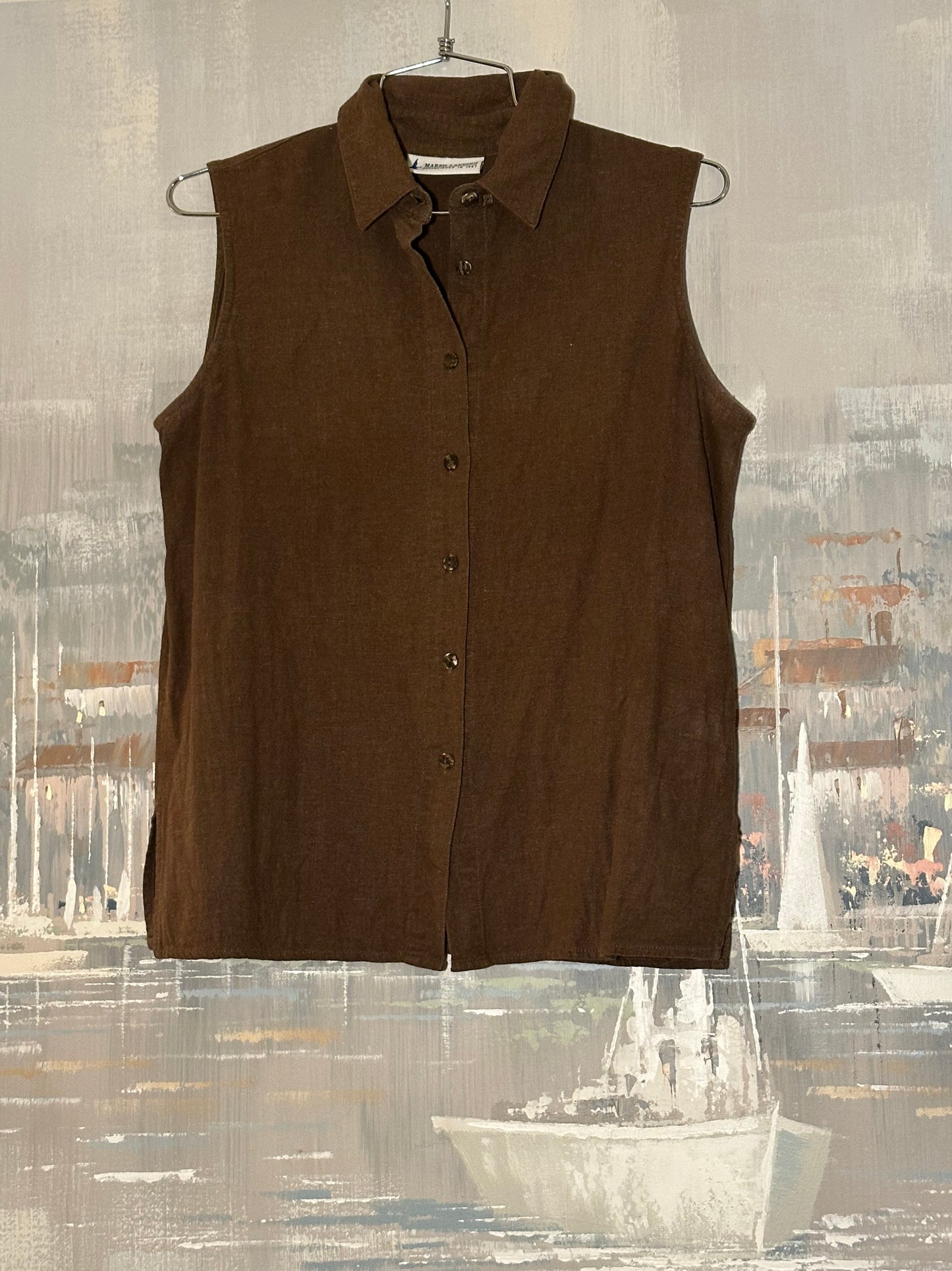 90s Green Linen Tanktop