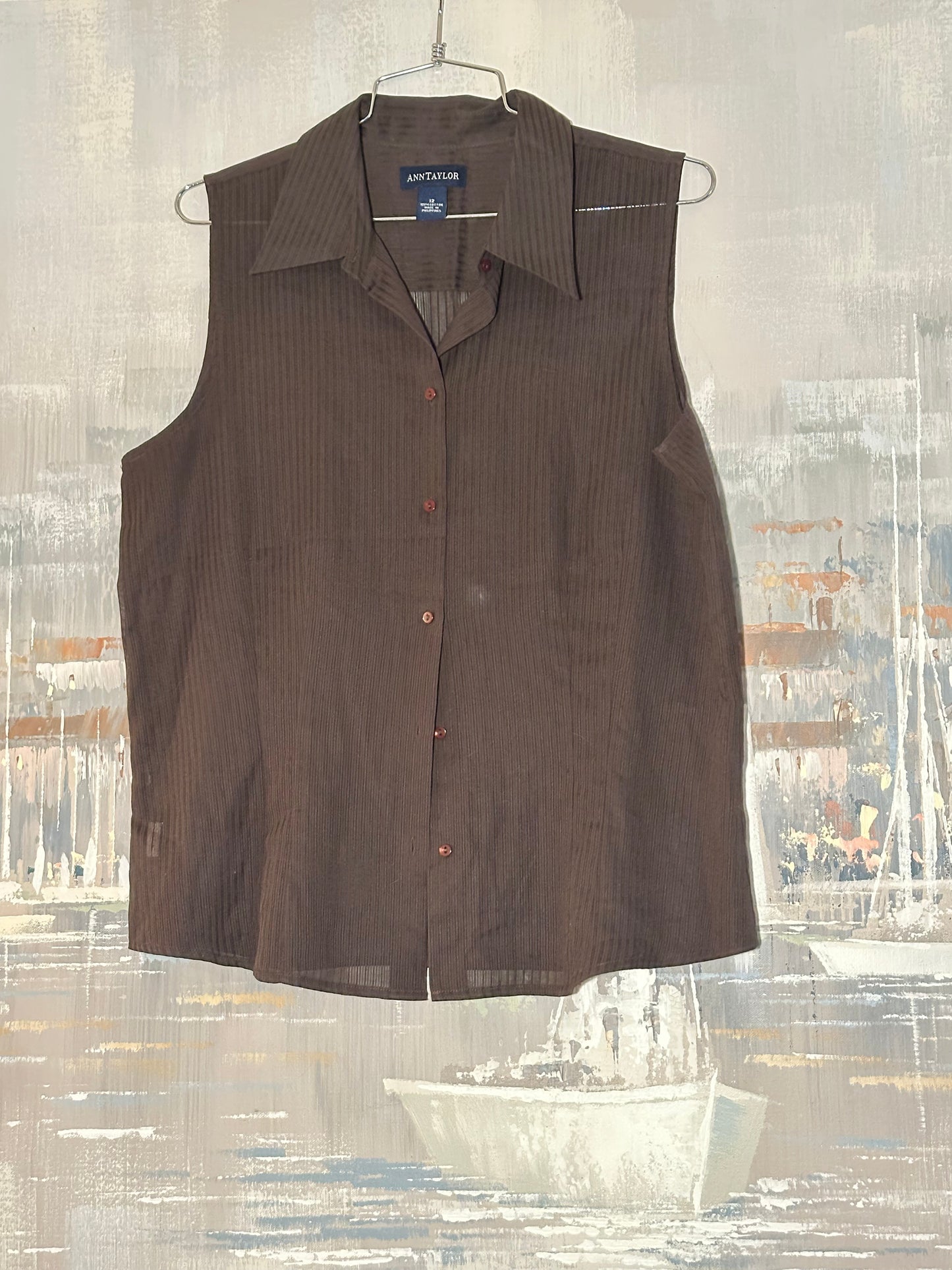 90s Brown cotton tank top