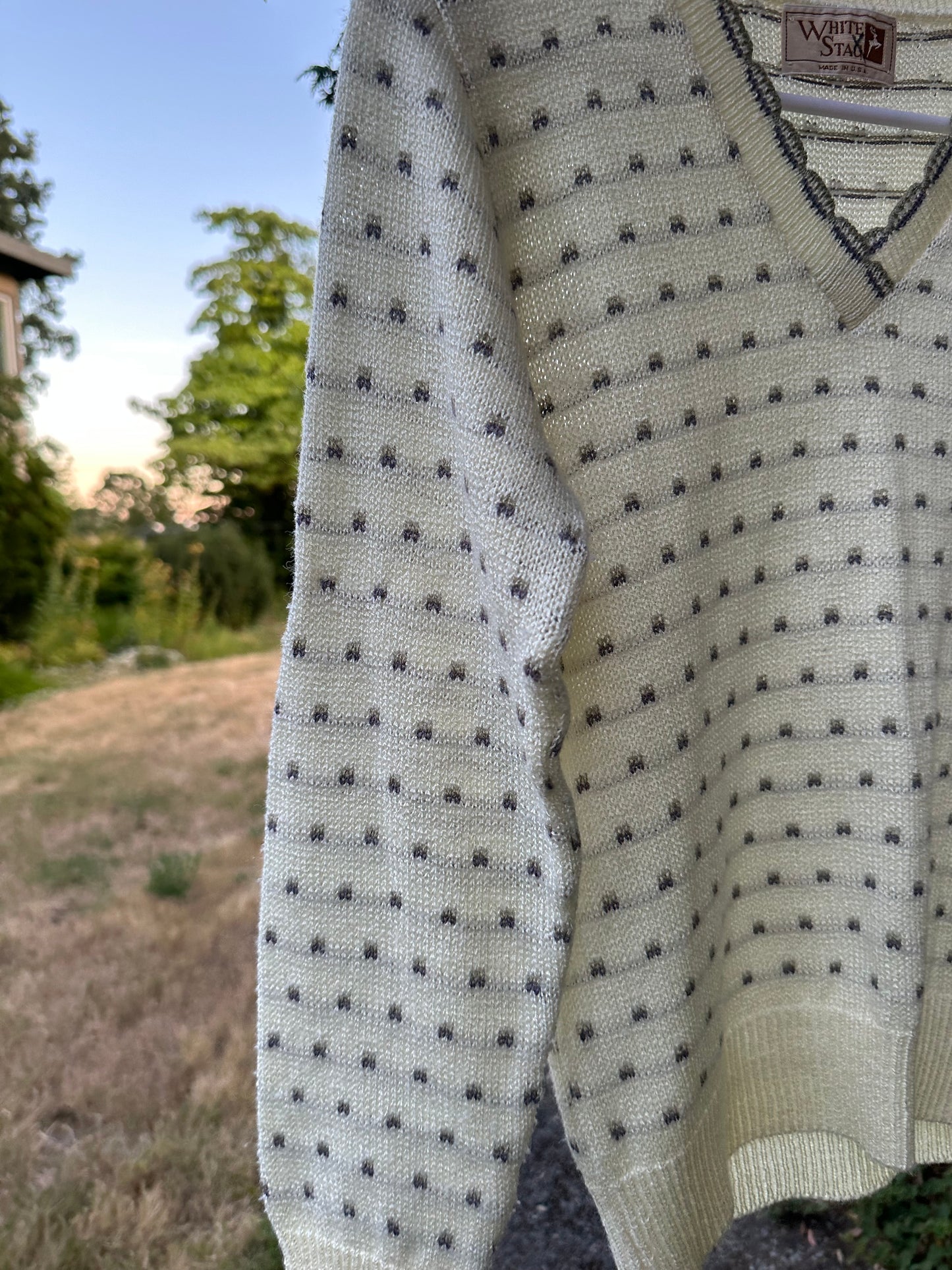 80s White Polka Dot Sweater