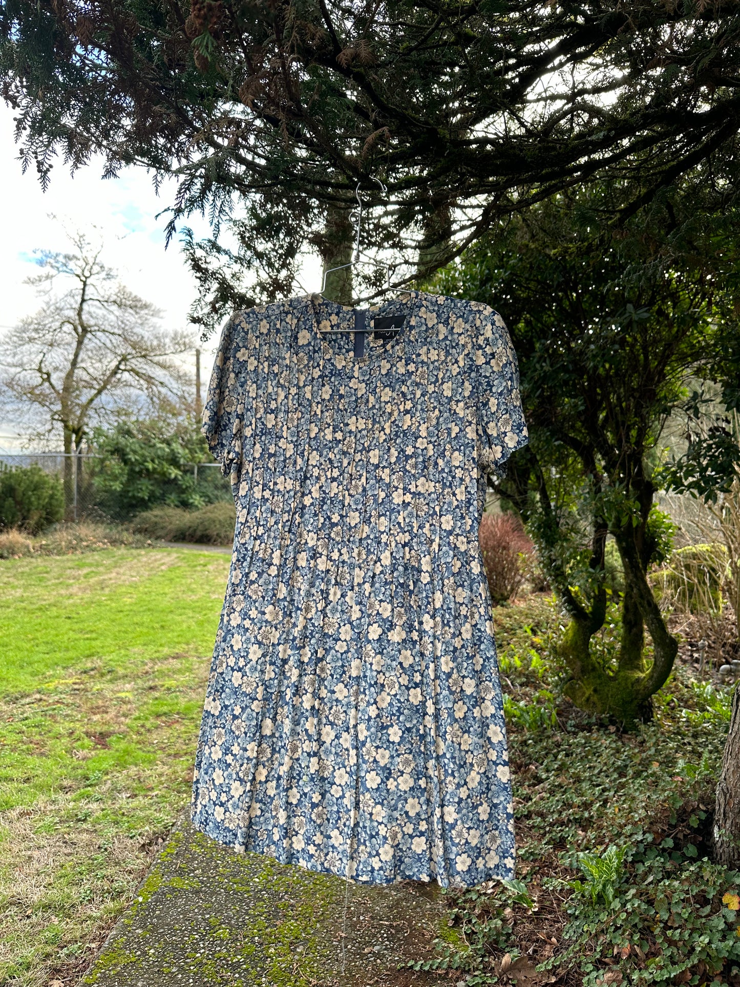 90s Blue Floral Dress