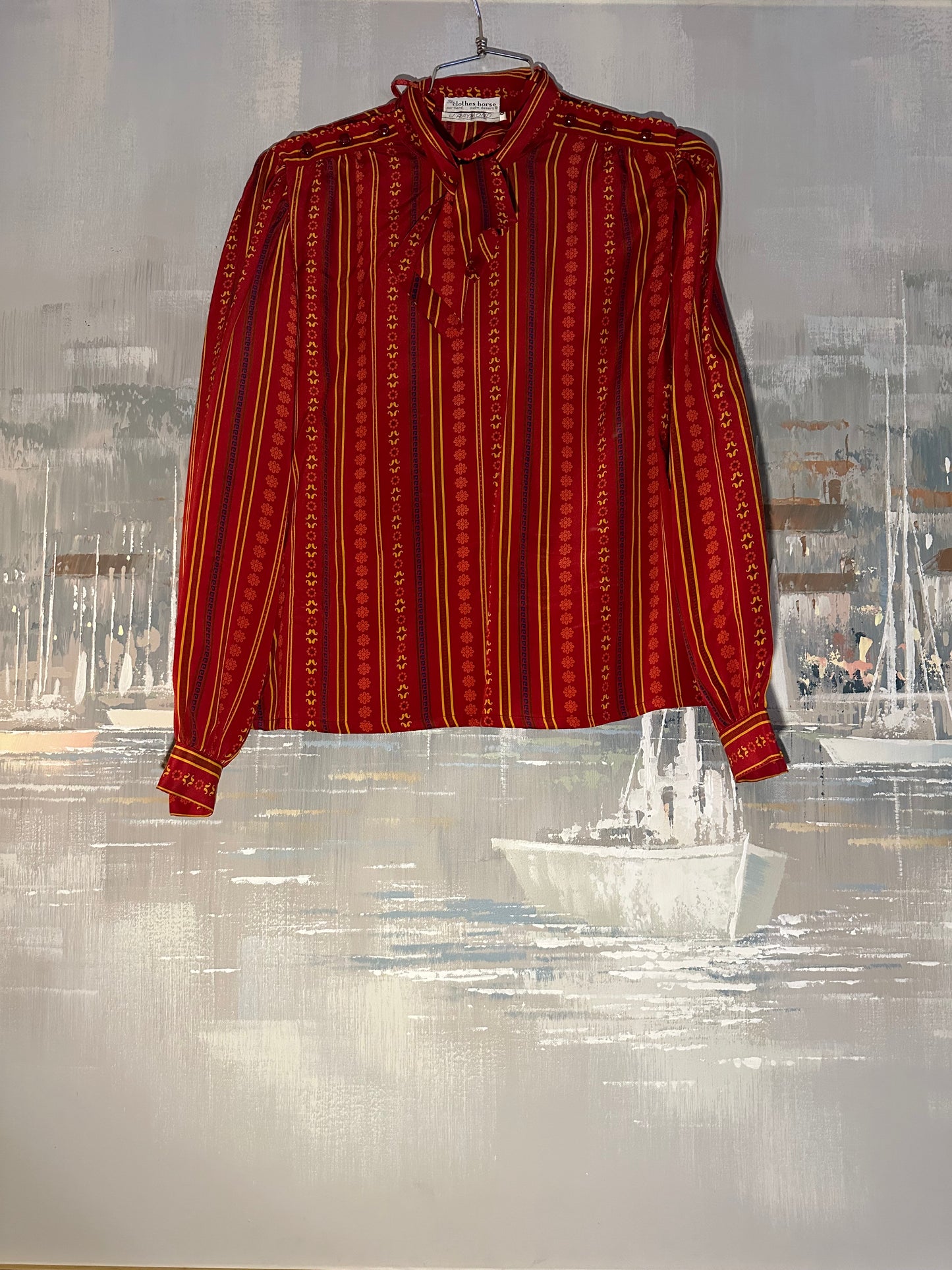 60s Red Silk Made in Portland Blouse