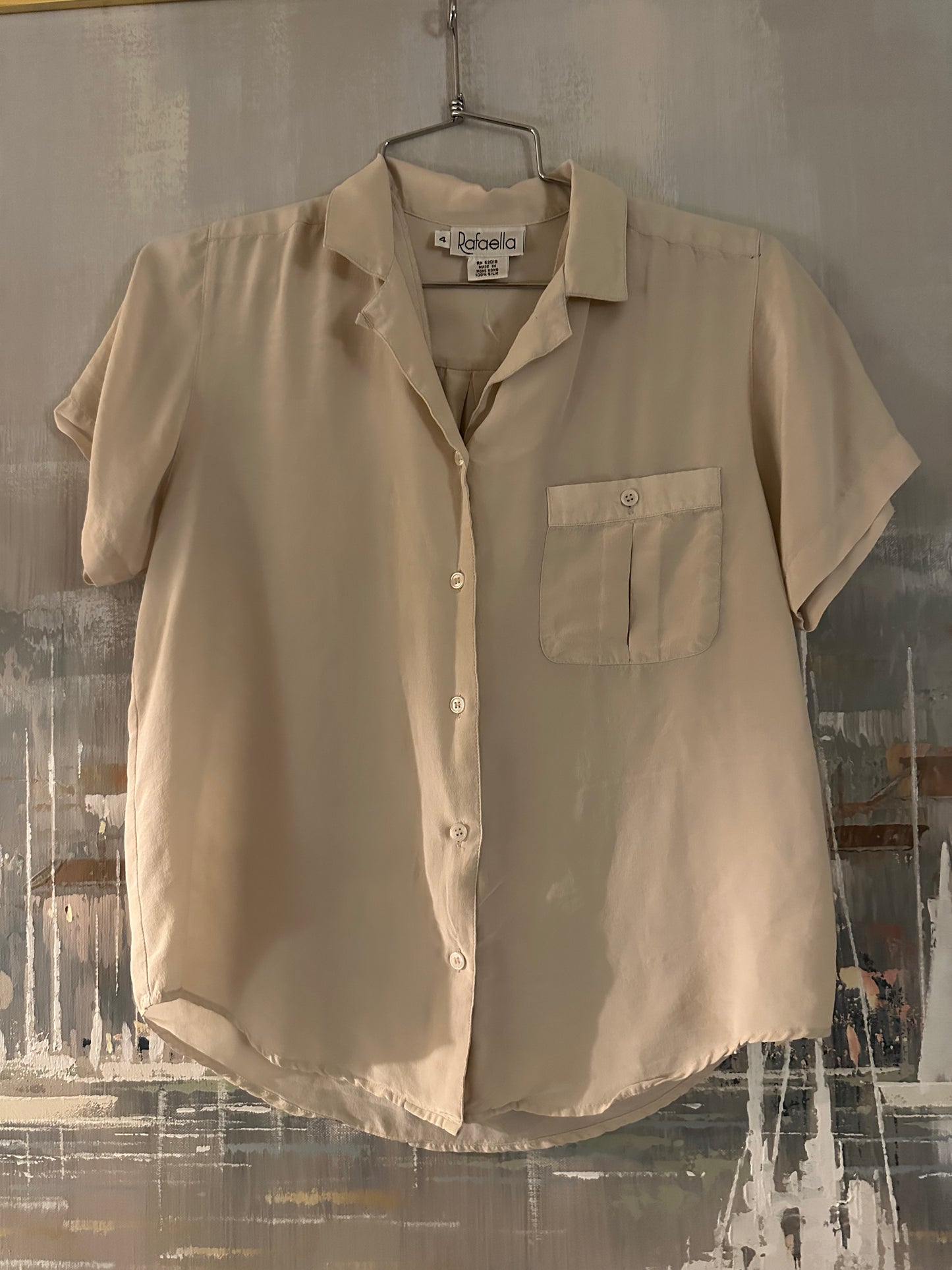 90s White Silk Short Sleeve Shirt