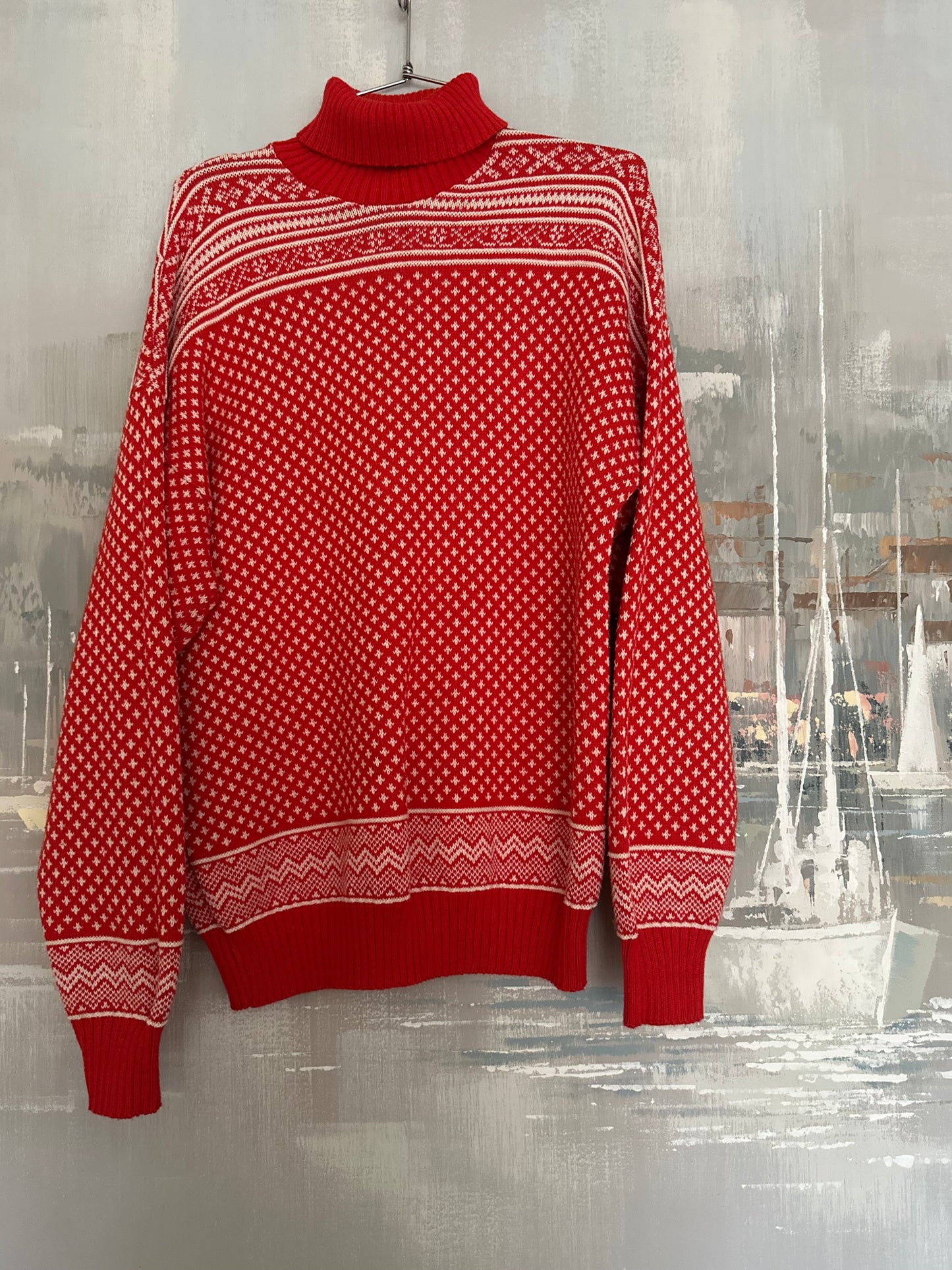 80s Red and a white Turtle Neck - Liz Sport