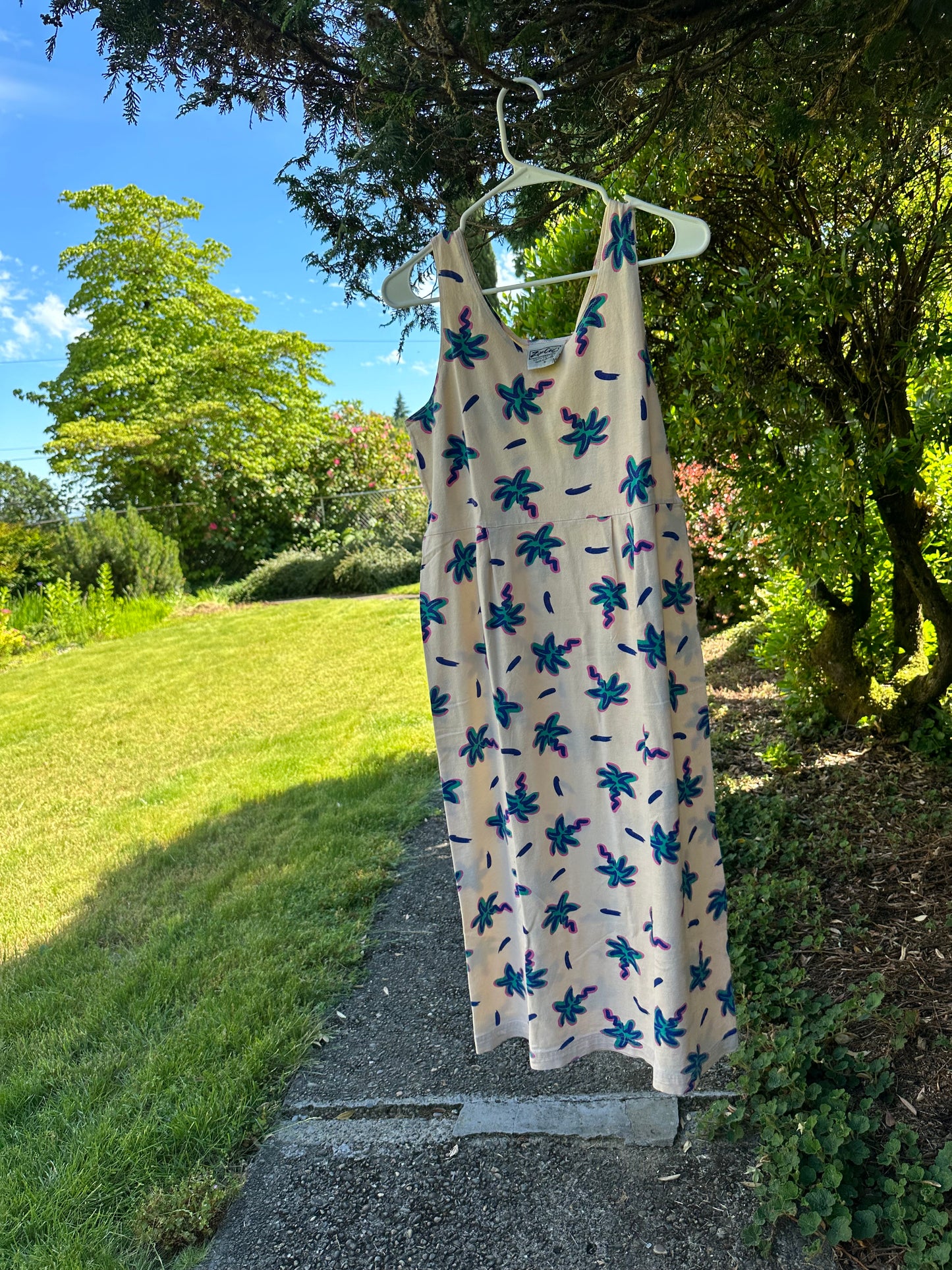 90s Yellow Print Dress