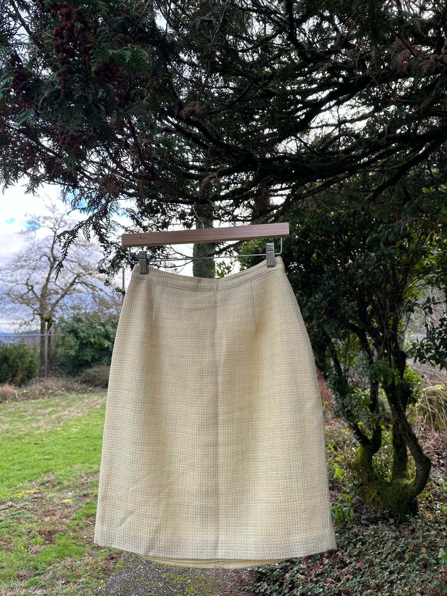90s Yellow tweed skirt