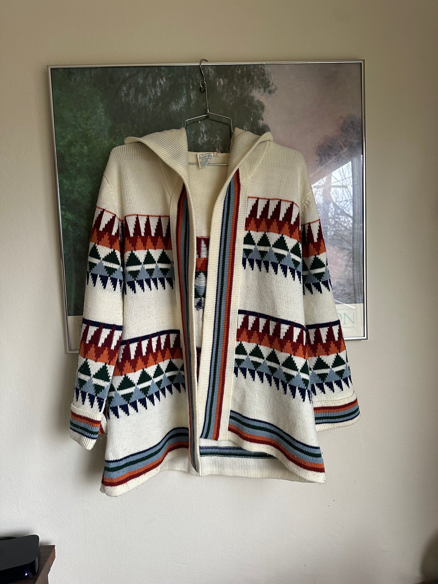 70s Aztec white Cardigan