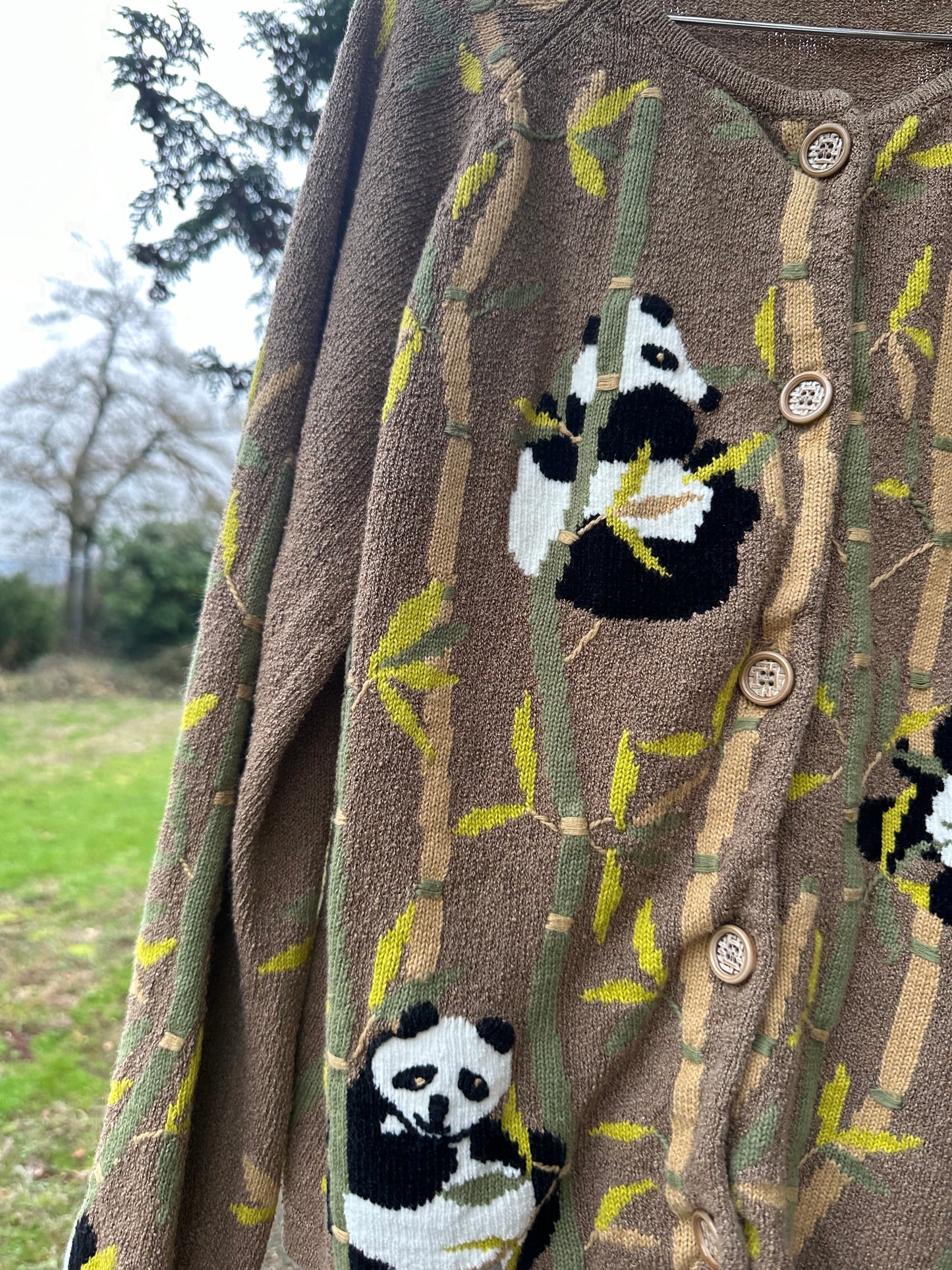 80s/90s Tan Panda Cardigan