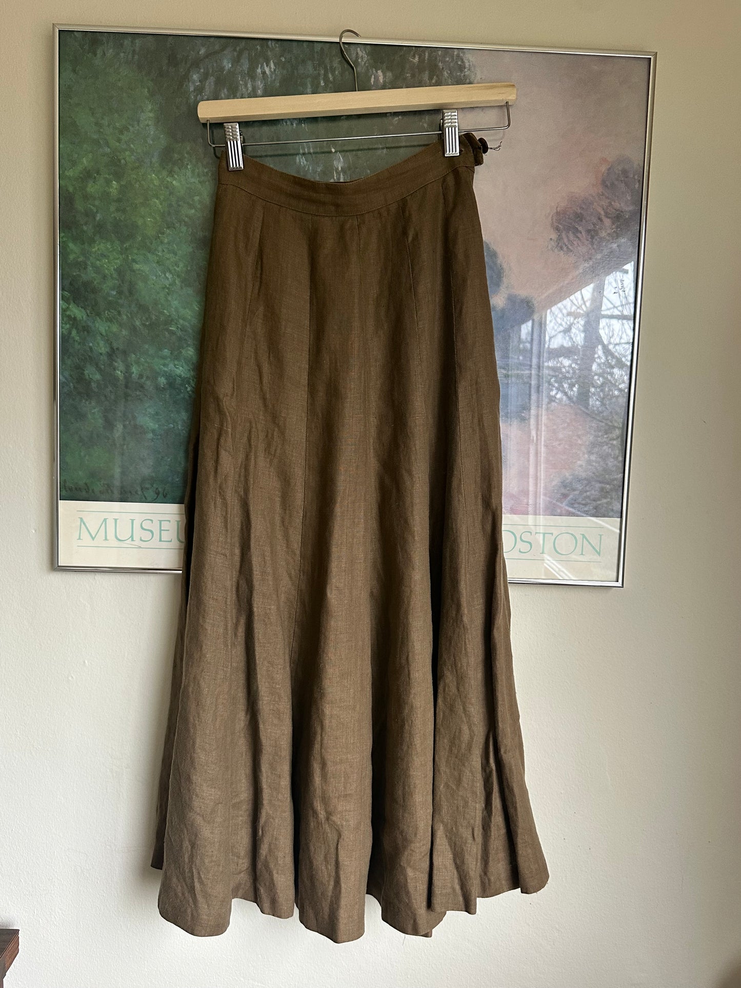 70s Brown Linen Skirt