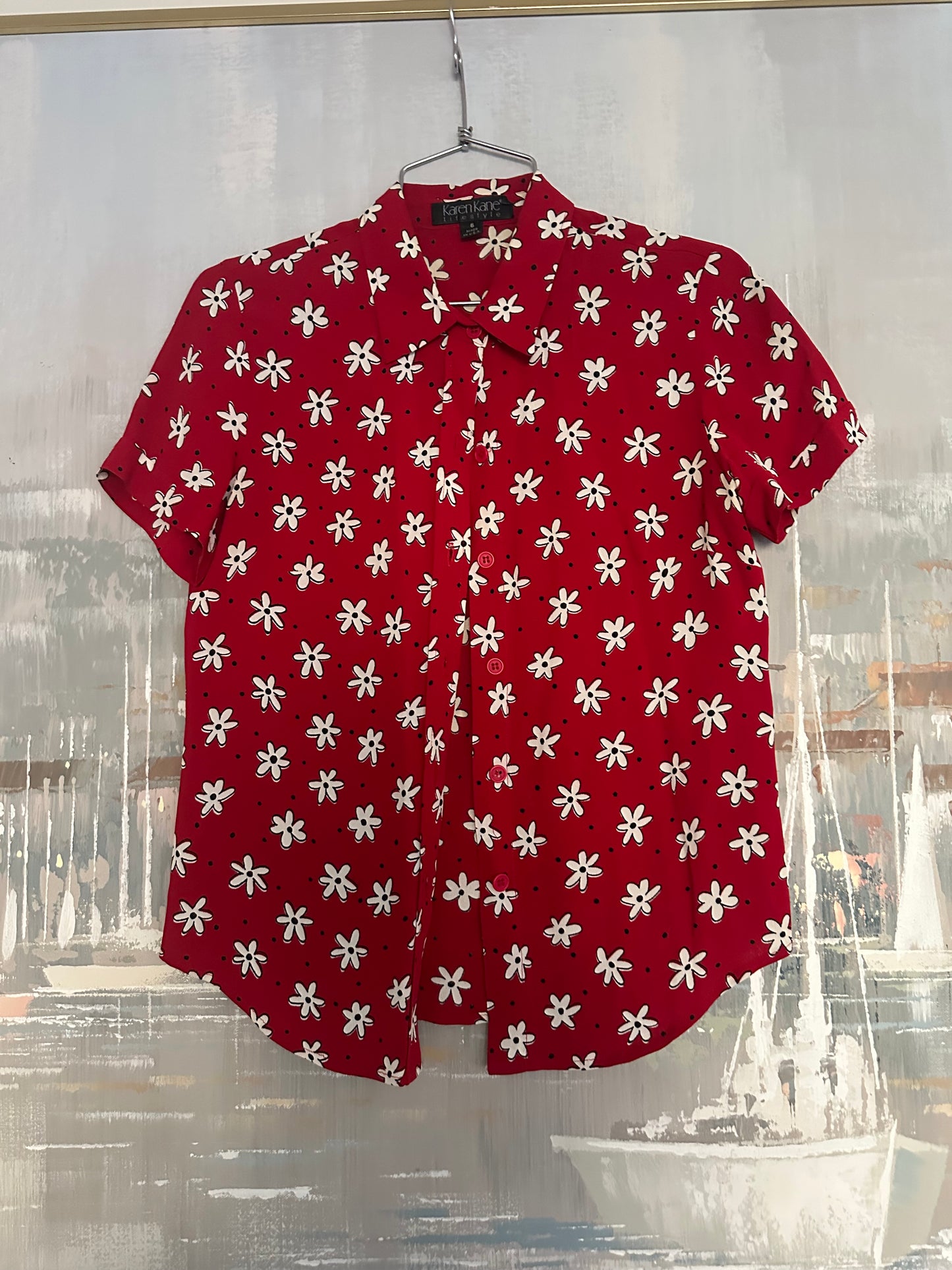 90s Red Floral Shirt