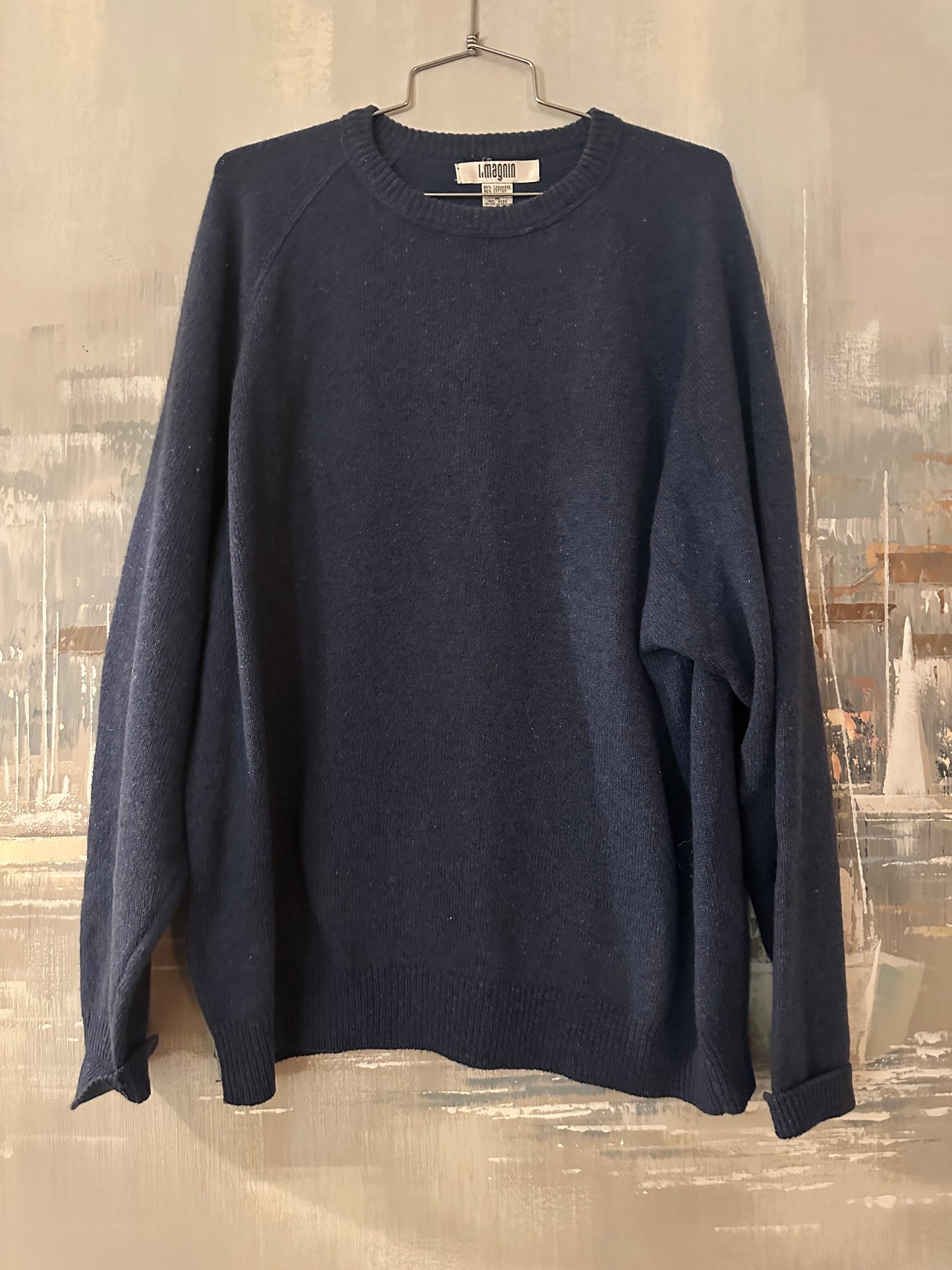 80s Blue Cashmere/Cotton Sweater - I. Magnin