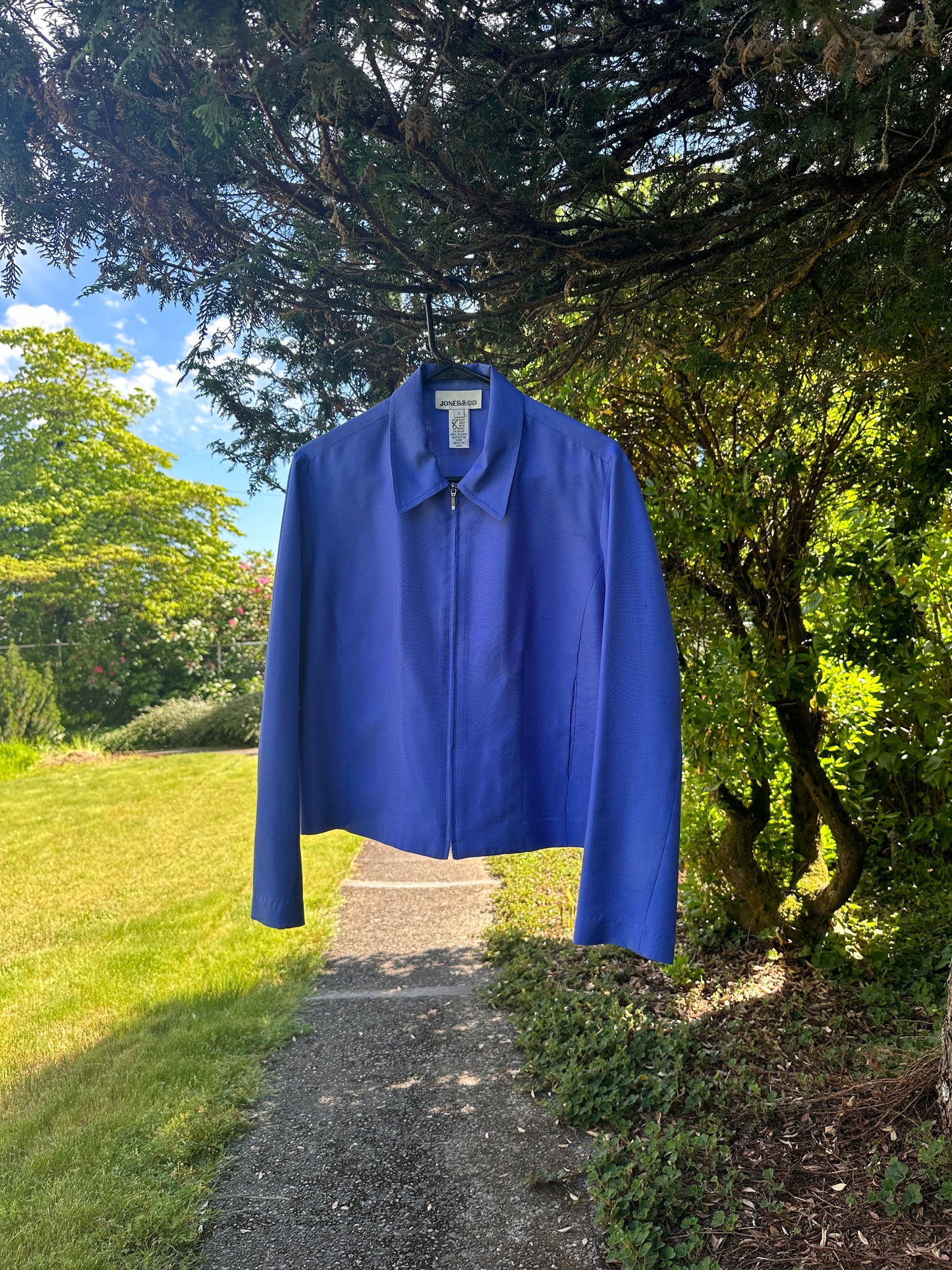 90s Blue Silk Zip Up Jacket
