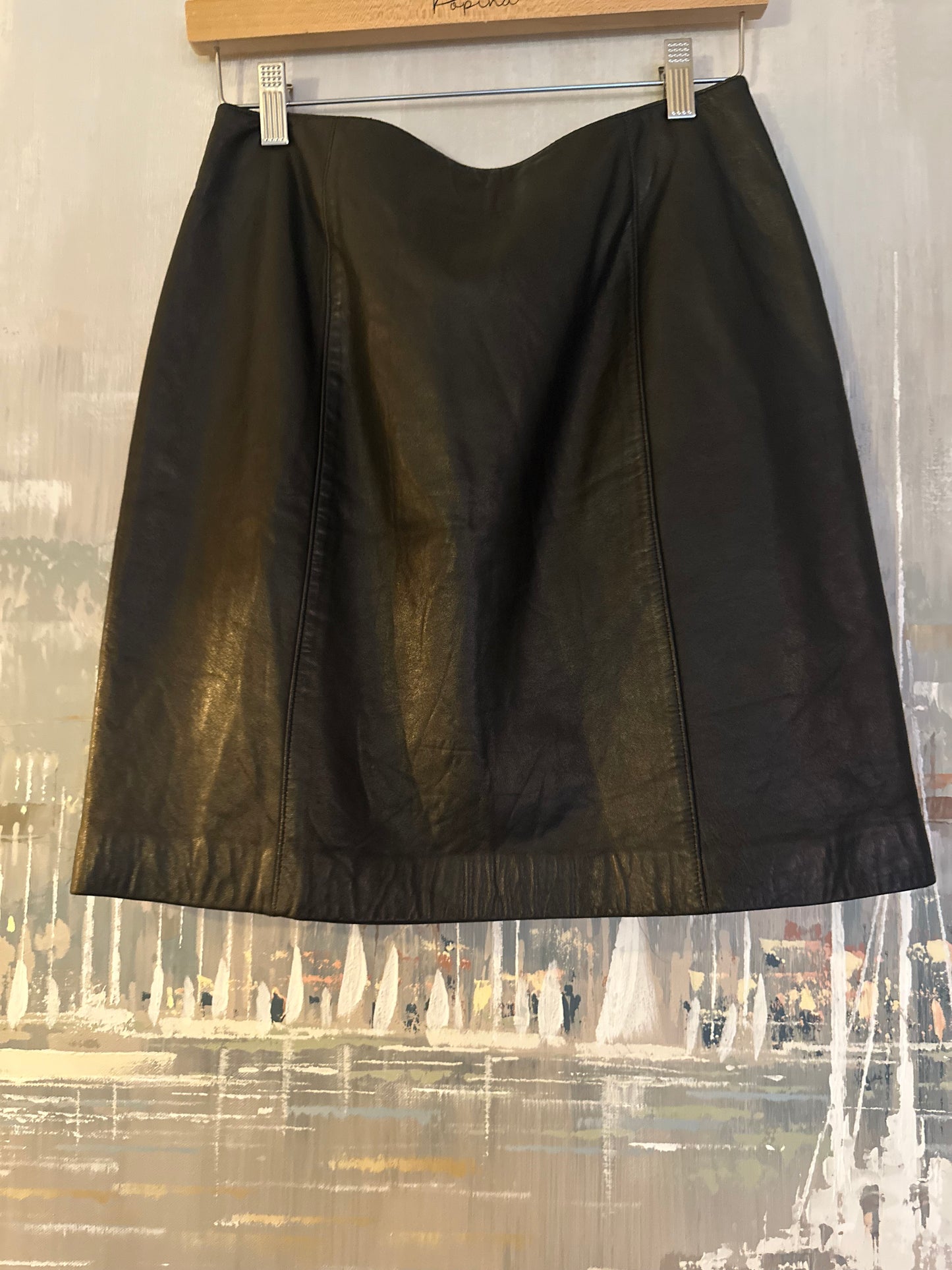 90s Black Leather Skirt