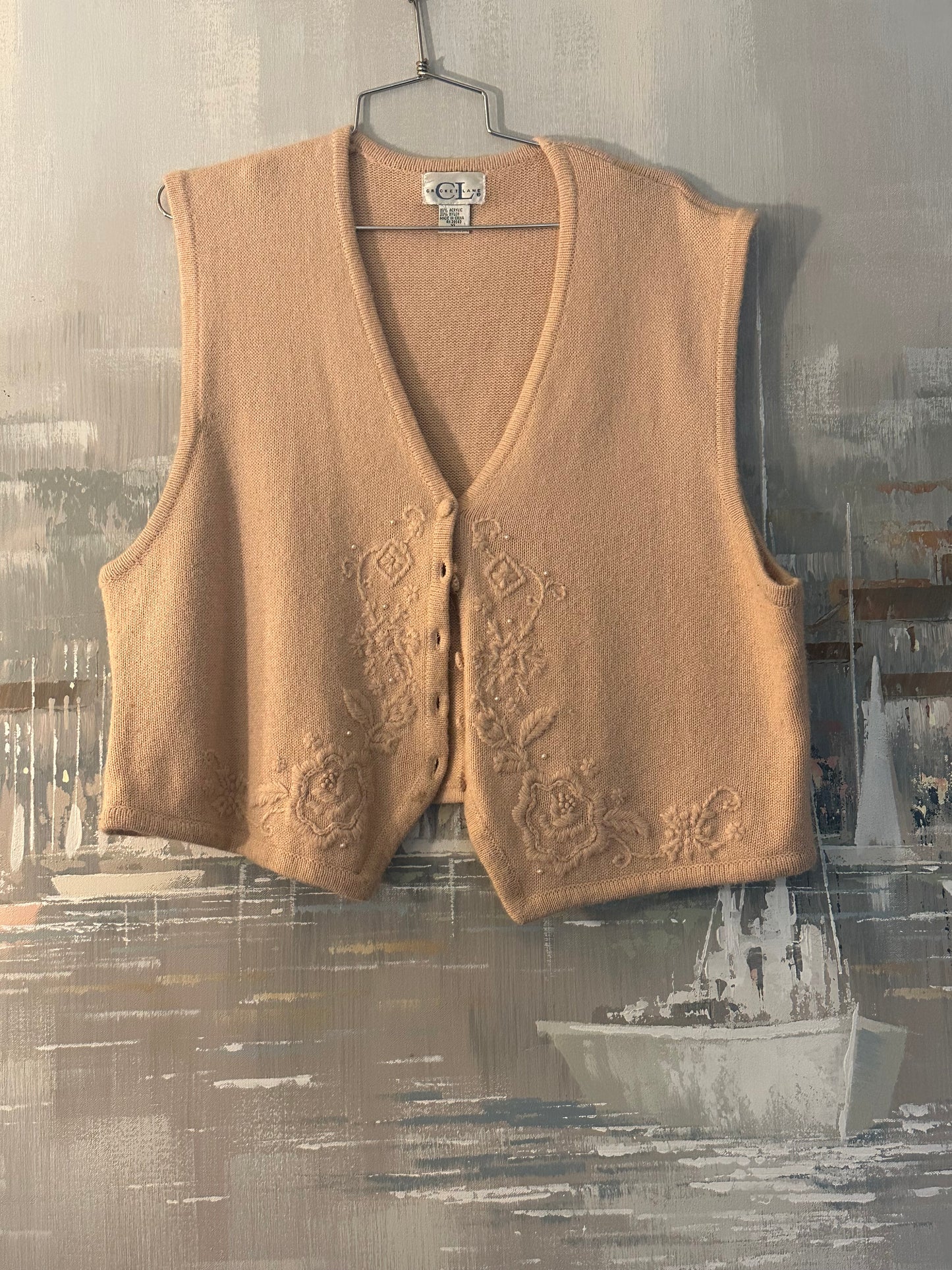 90s pink sweater vest crocket lane