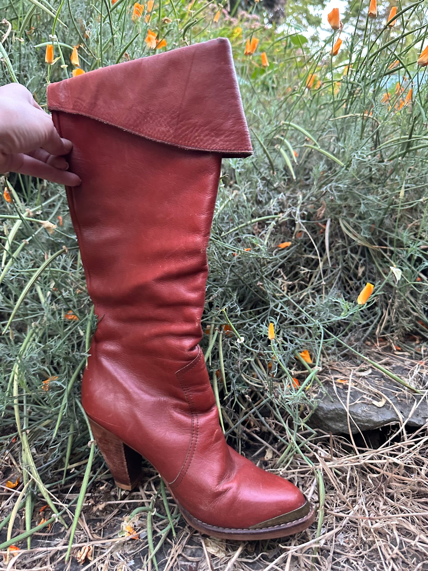 70s Brown Leather Boots