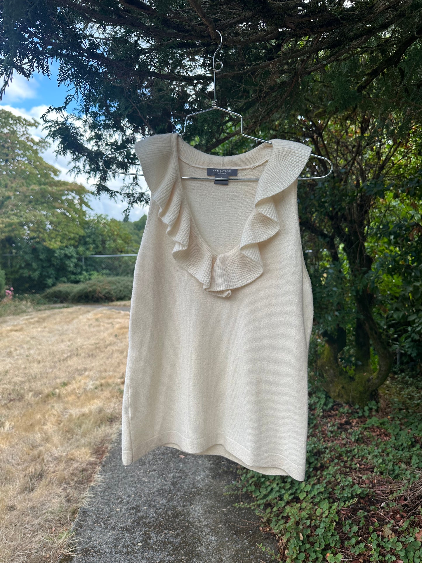 90s White Cashmere tank top- Ann Taylor