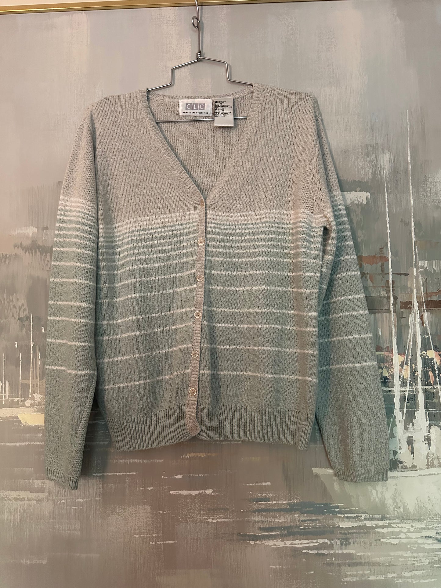 90s Blue Striped Cardigan — CLC