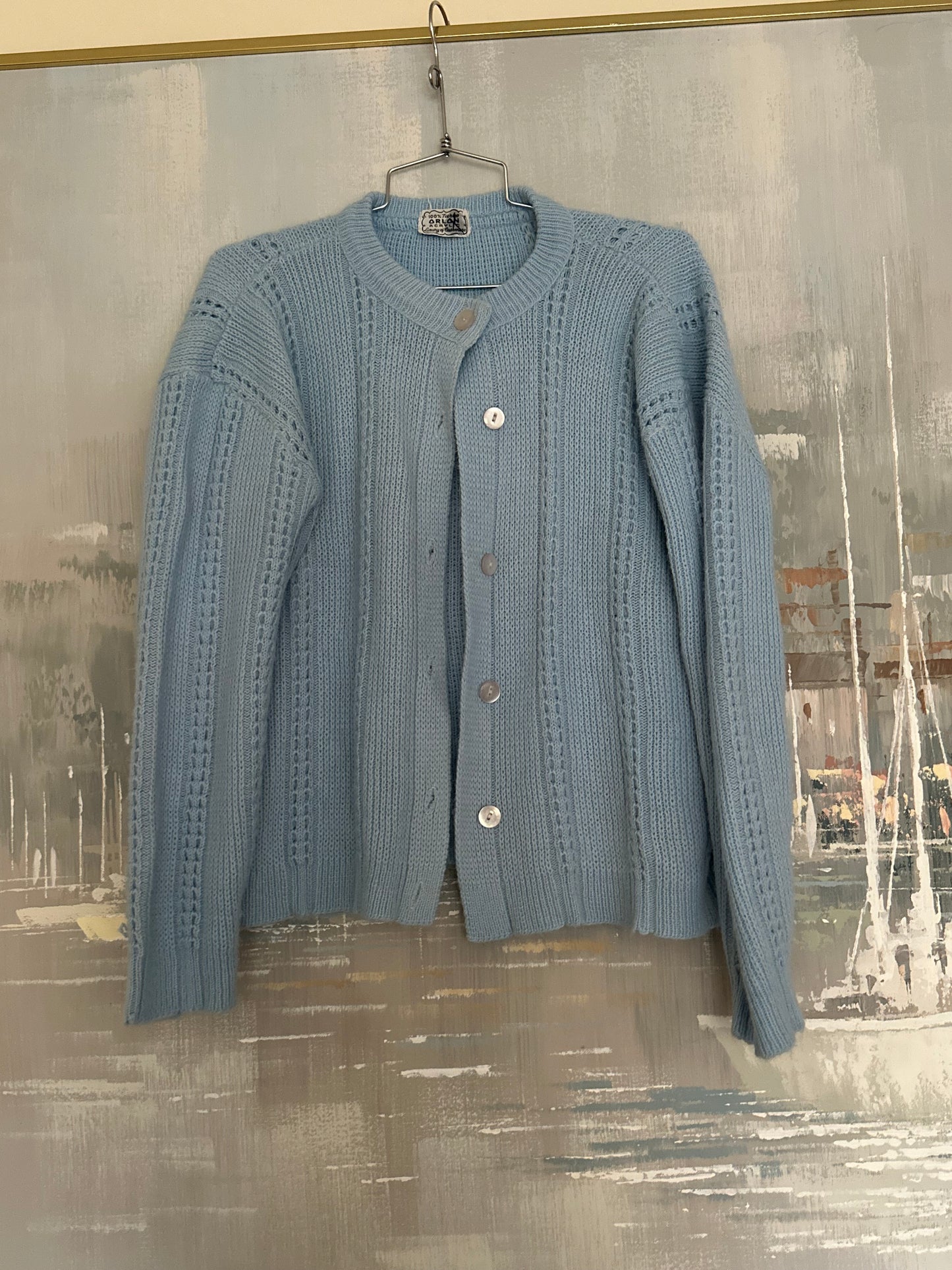 60s blue cardigan -Orlon