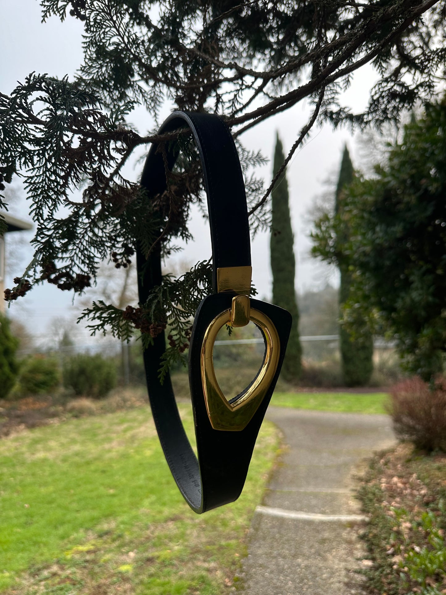 80s/90s Black Leather Belt