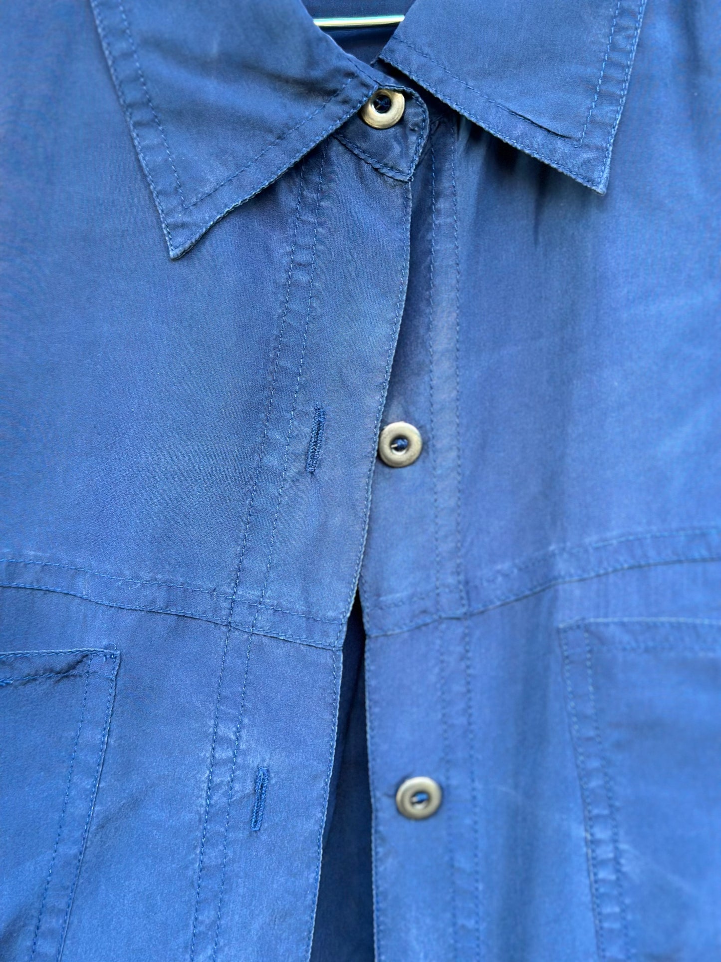 90s Blue Silk Gloria Vanderbilt Shirt