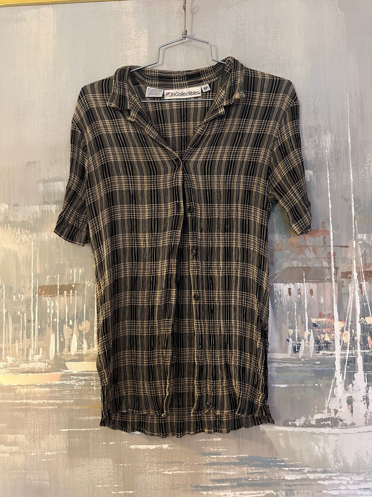90s Black and White Plaid shirt- JH Collectables