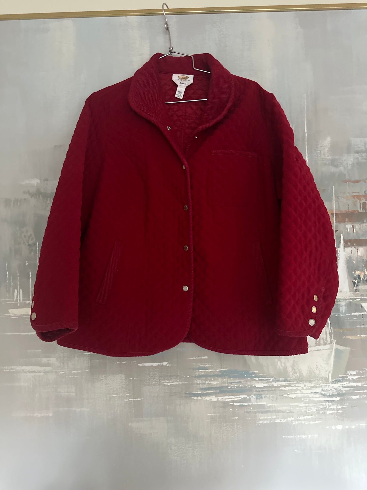 Red Quilted and Corduroy Jacket - Talbots