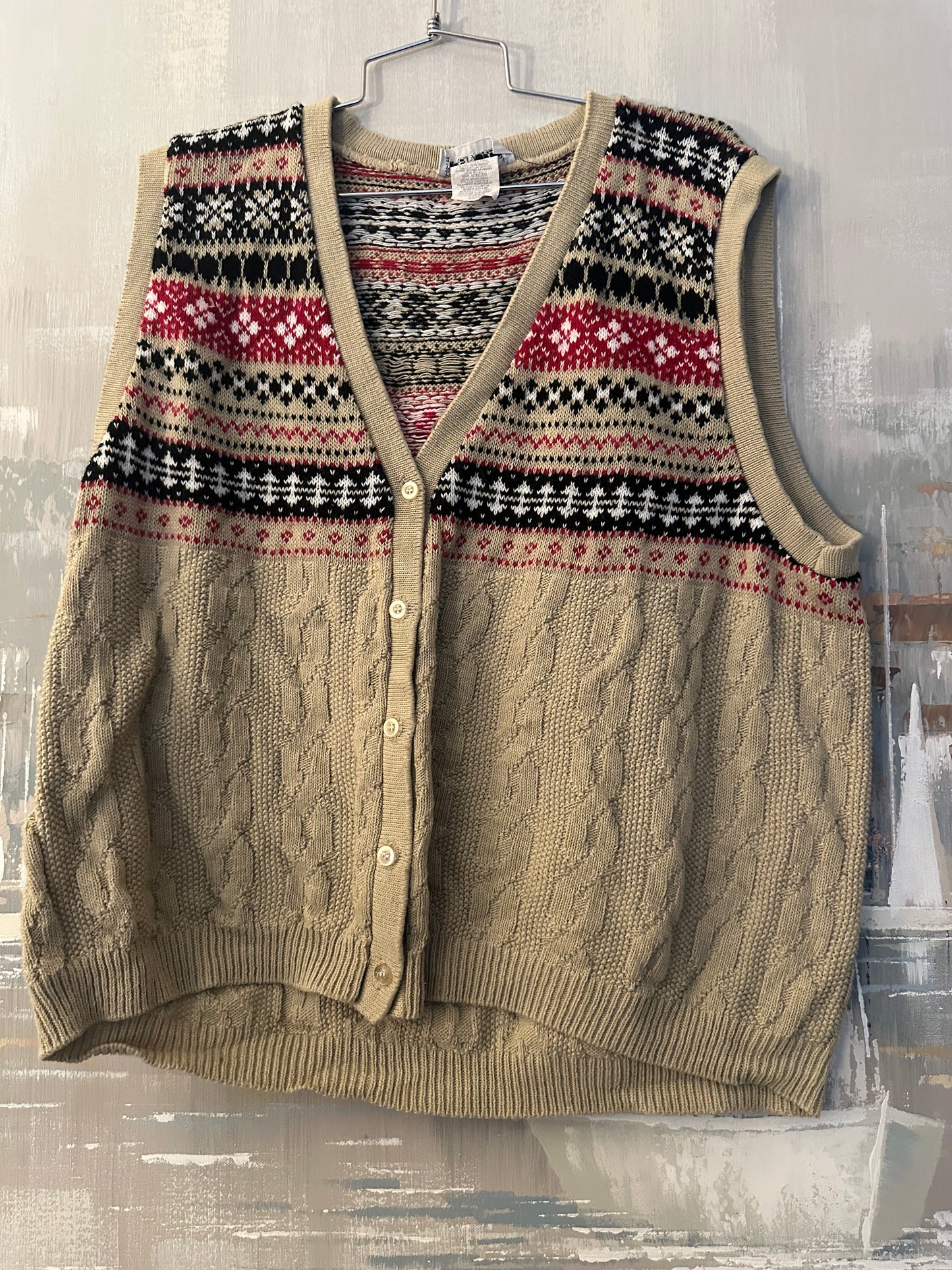 90s tan sweater vest