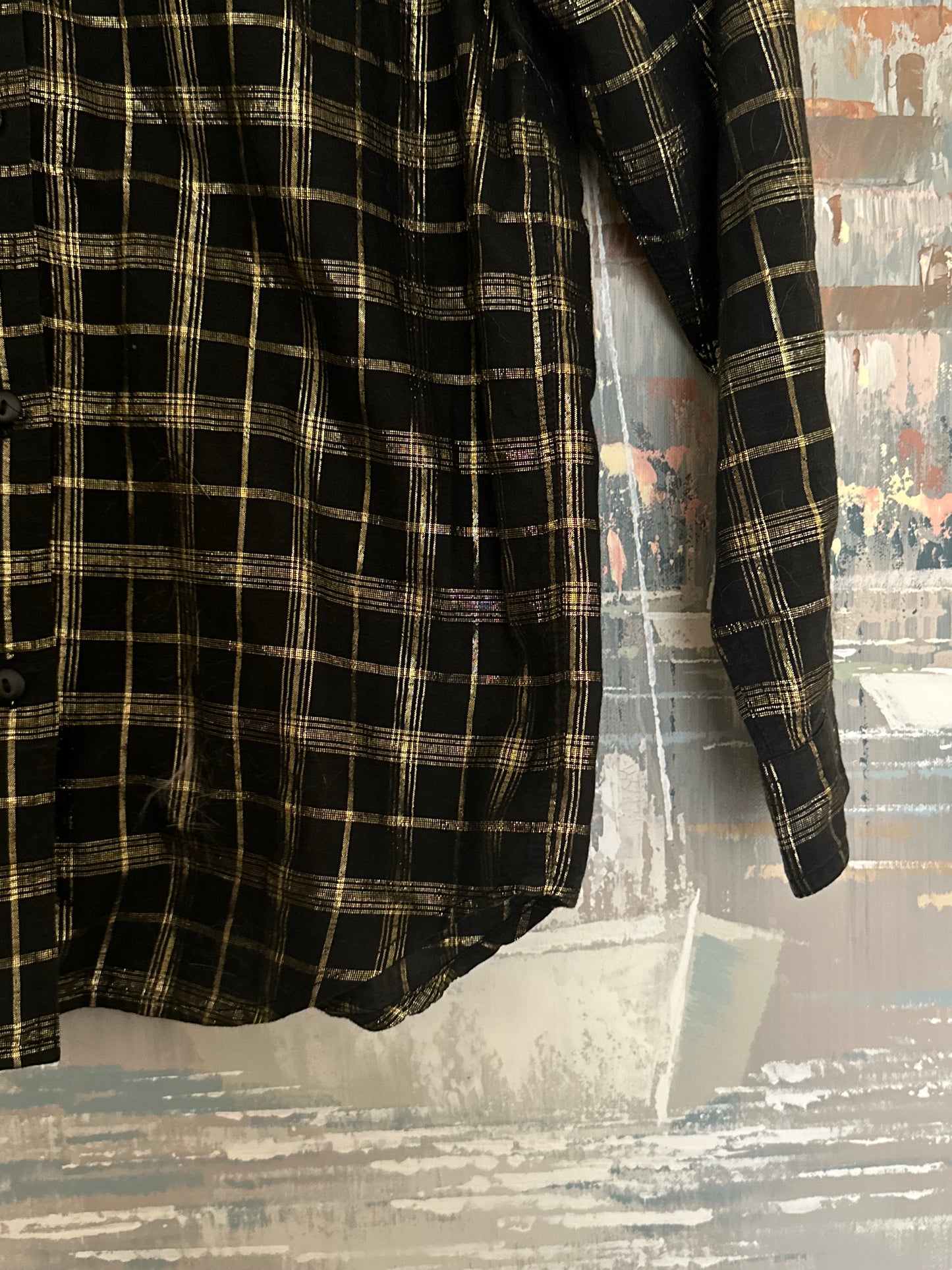 90s Black and Gold Cotton Shirt