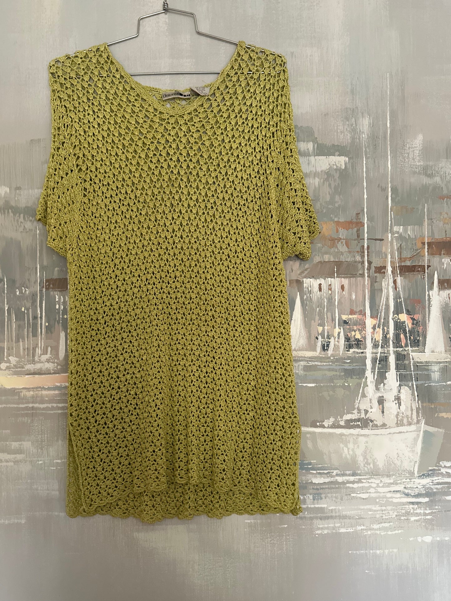 90s Green Crochet Shirt- Delores Bell