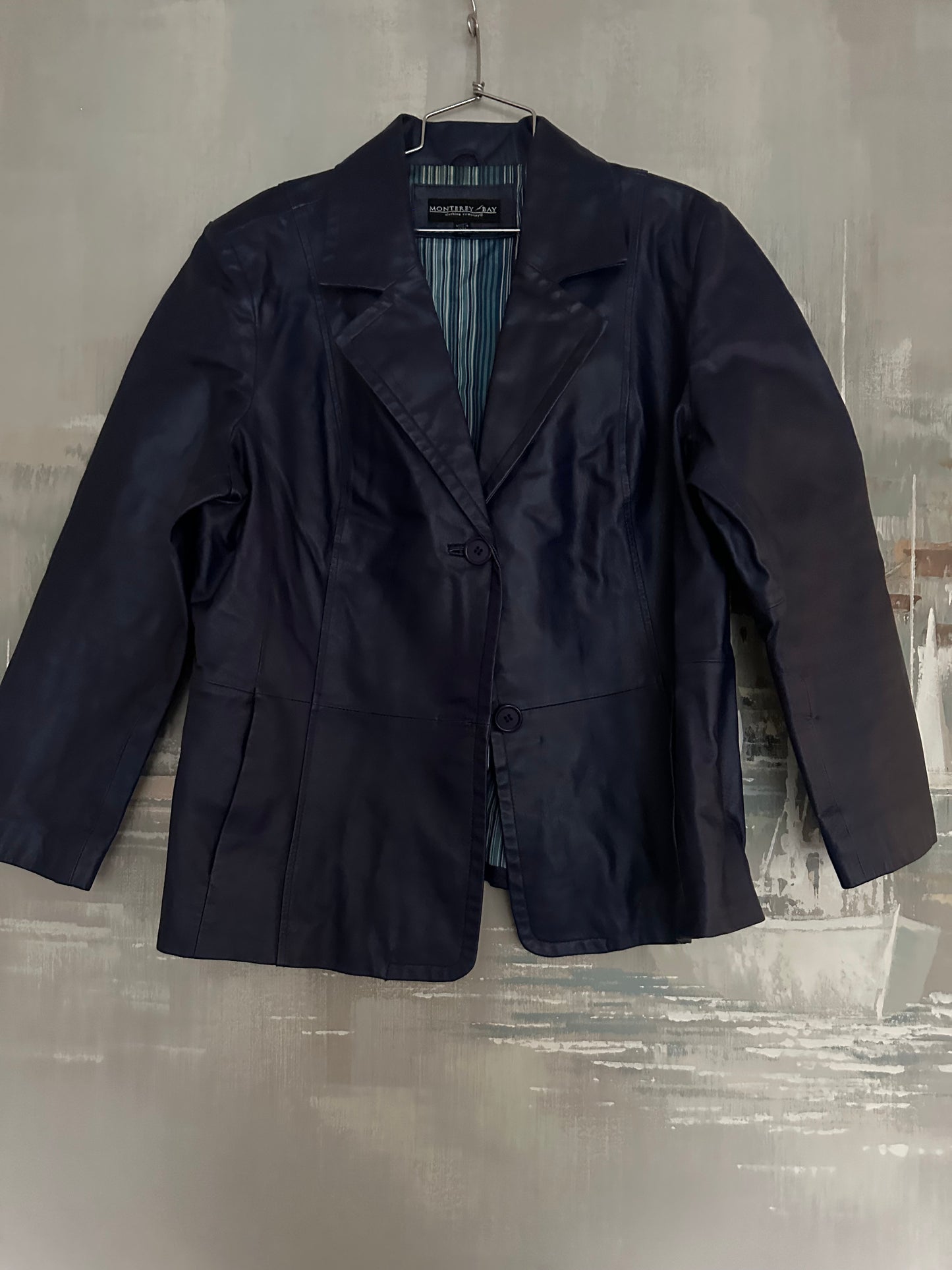 90s Blue Leather jacket