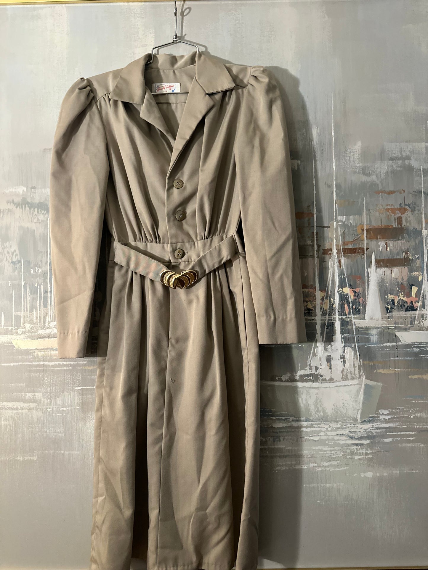 80s Tan Handmade Dress