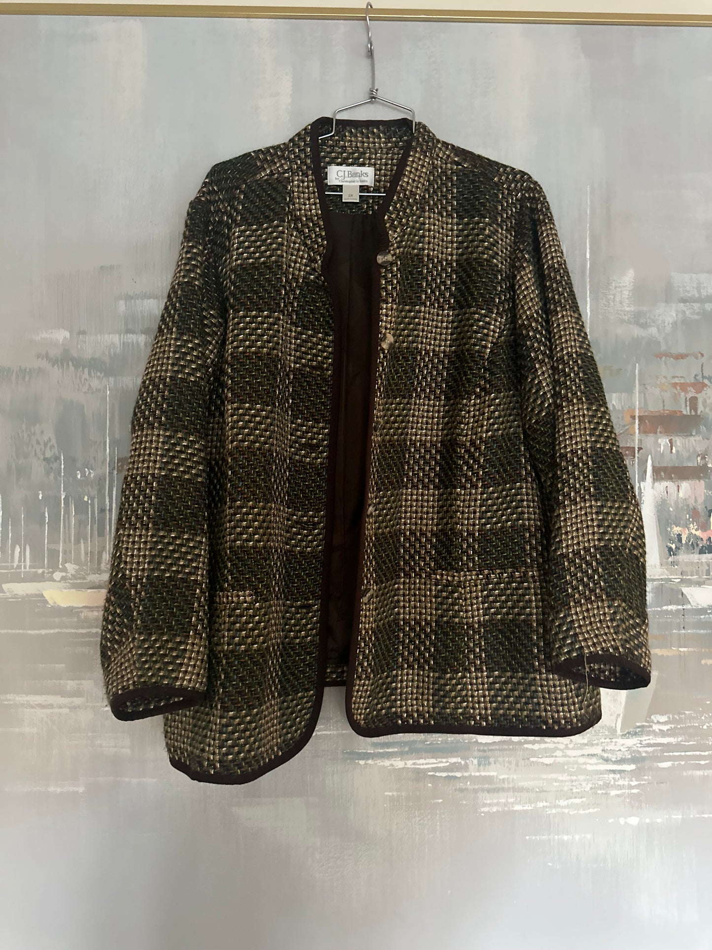 90s Brown Plaid Jacket - CJ Banks