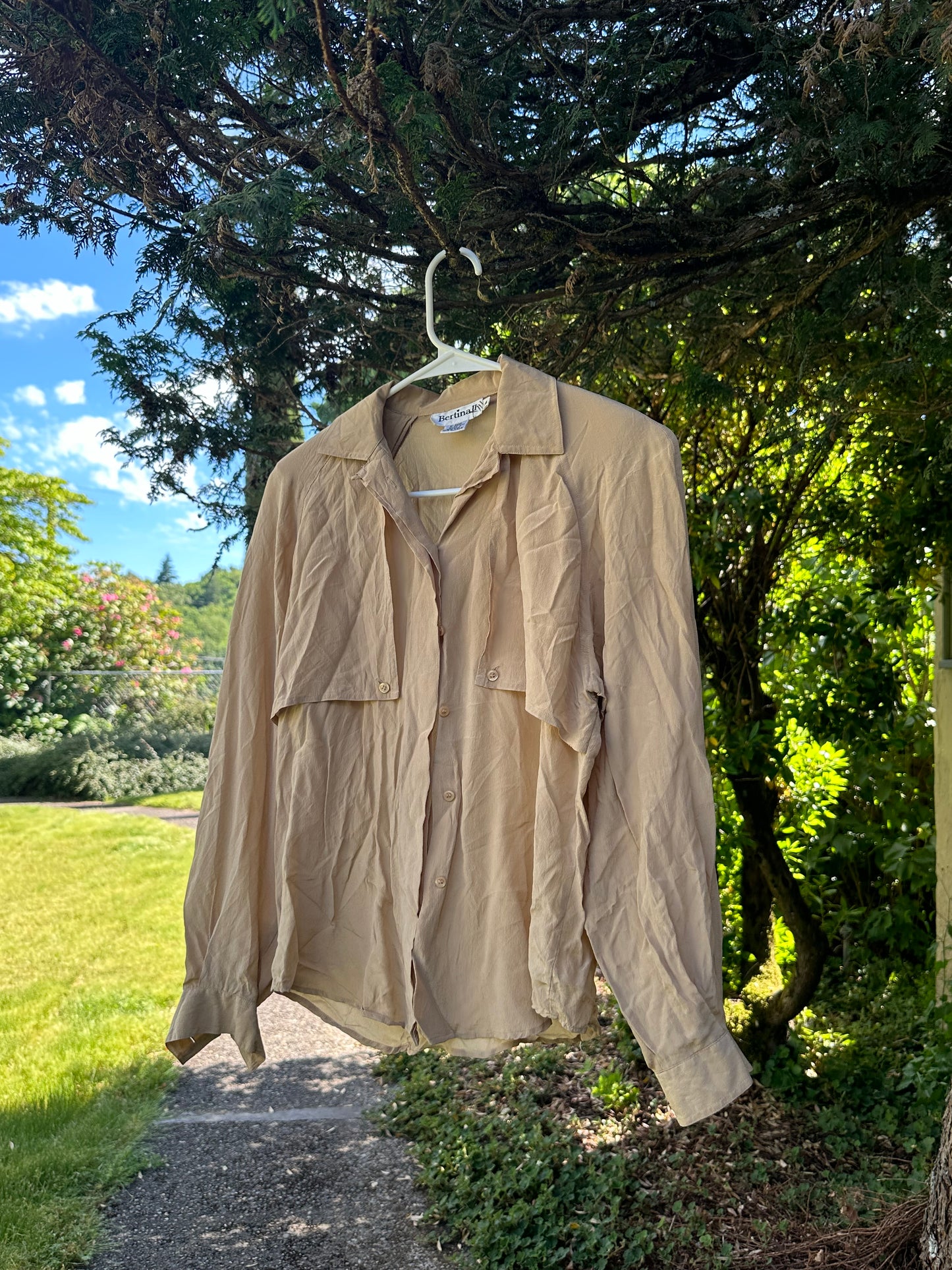80s Tan Silk Shirt