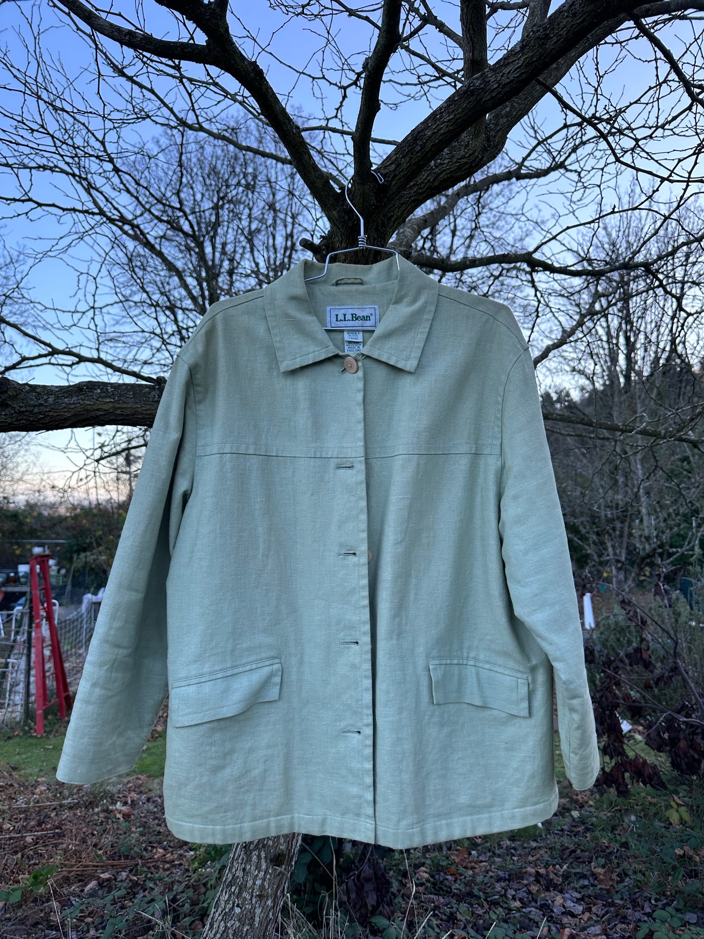90s Green Linen Chore Jacket LL Bean