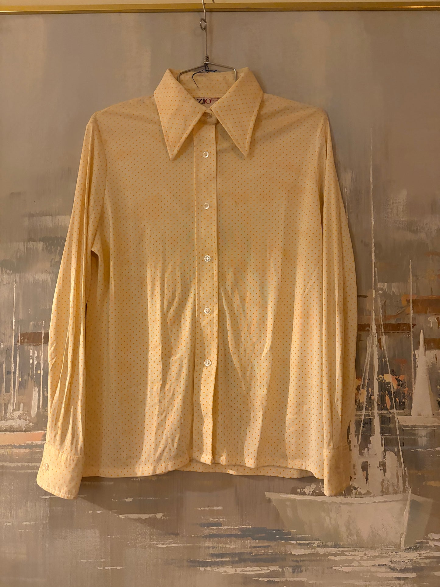 70s Yellow Polka Dot Shirt- Zio