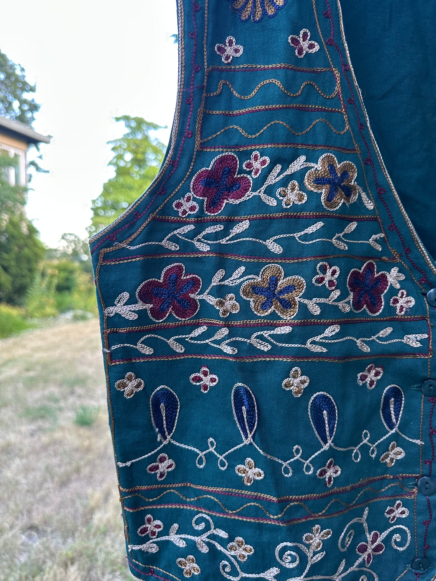 80s/90s Green Embroidered Vest