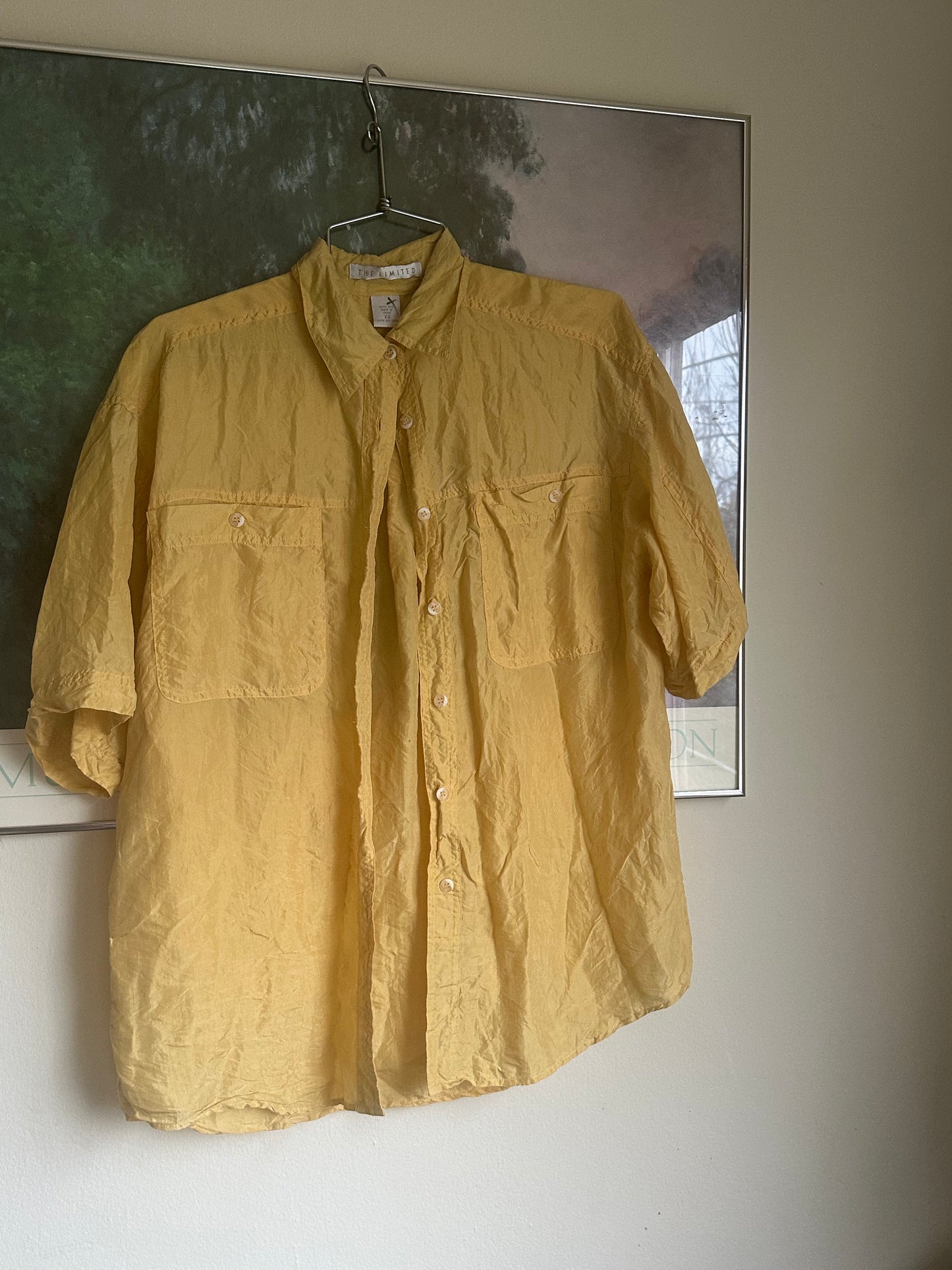 90s Yellow Silk Shirt