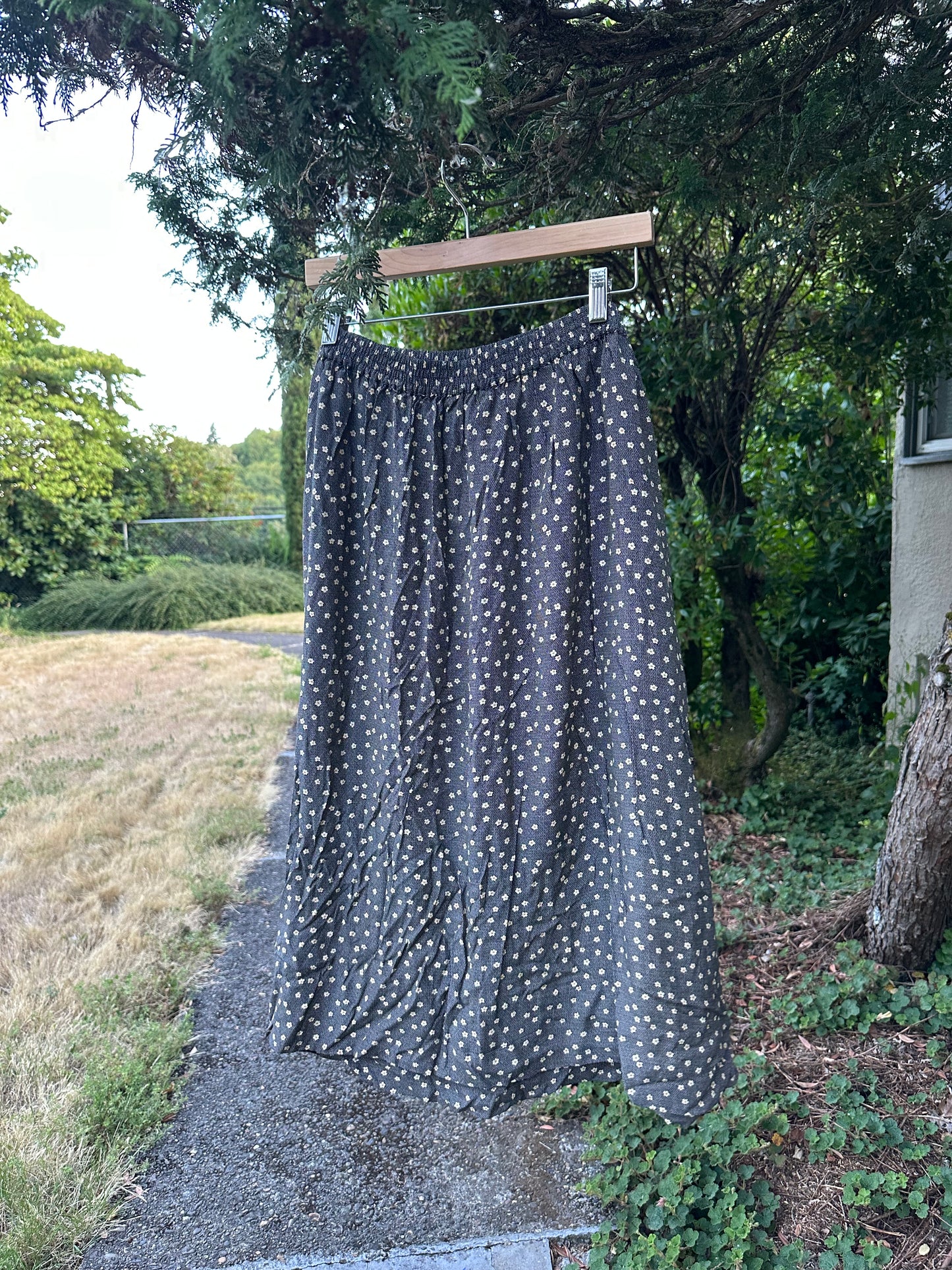 90s Black Floral Skirt