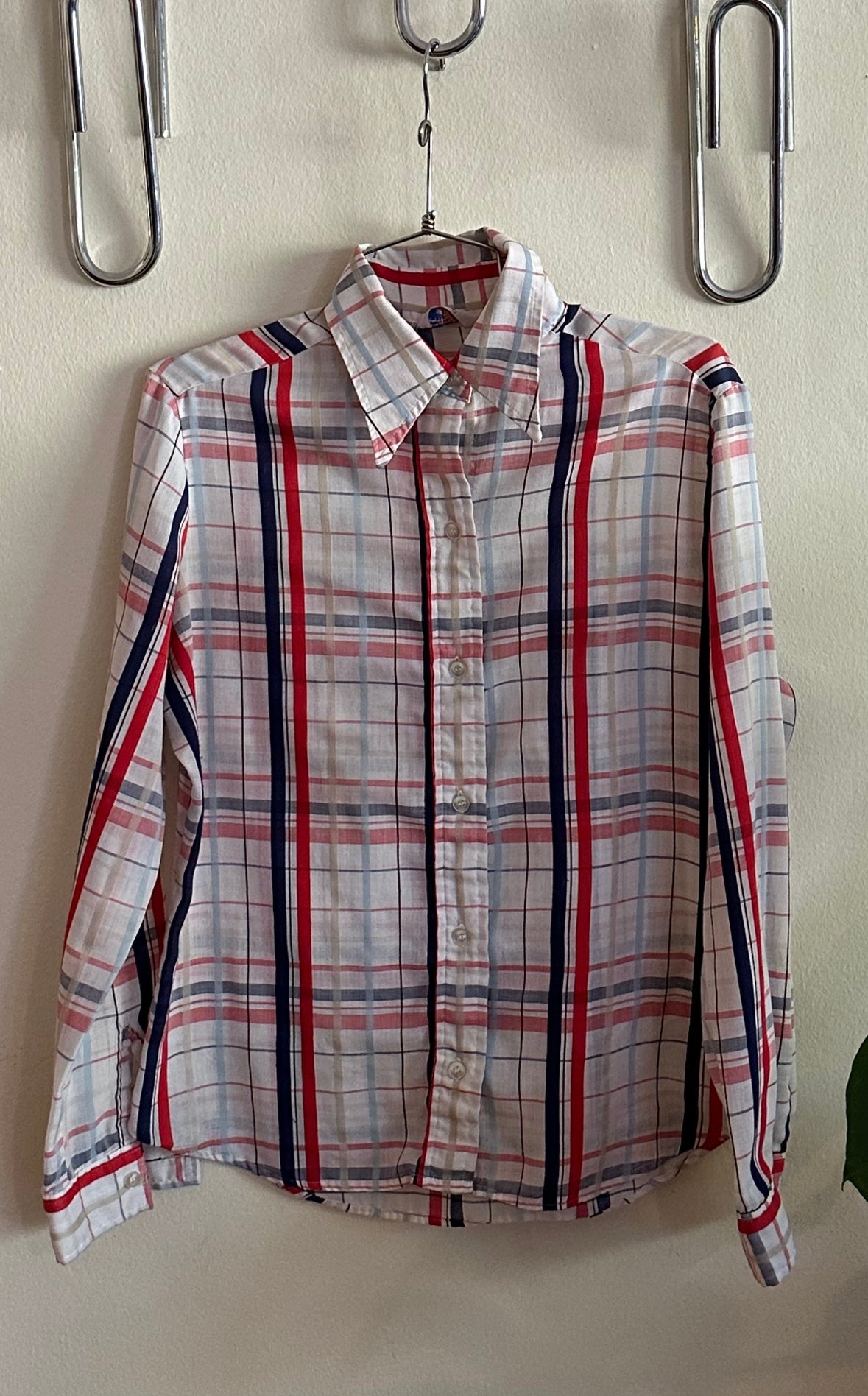 70s White Plaid Levi’s Shirt