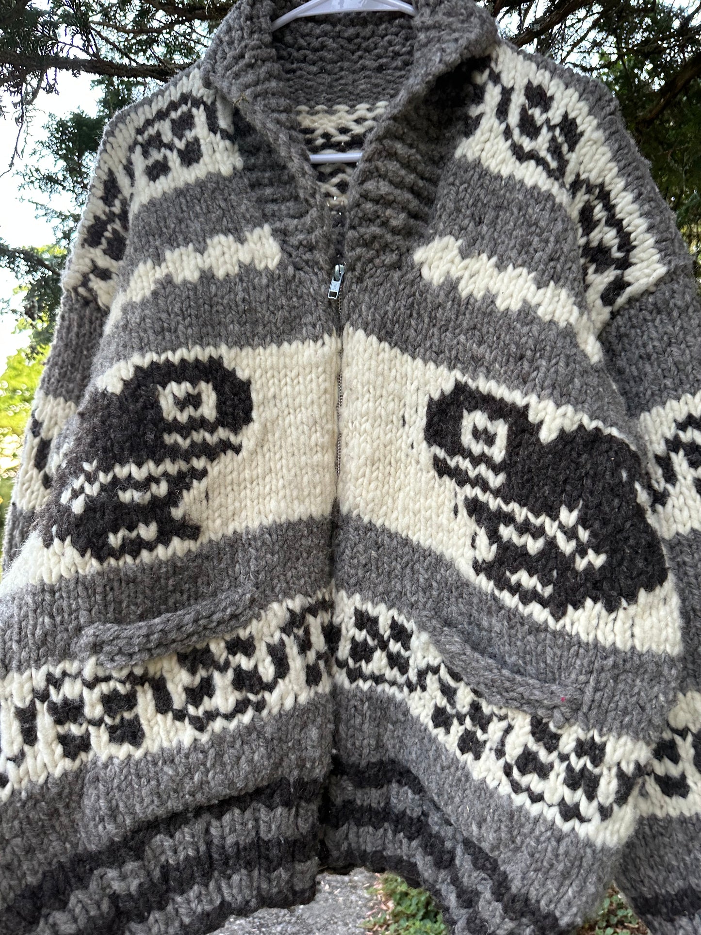 Wool Cowichan Sweater Whales