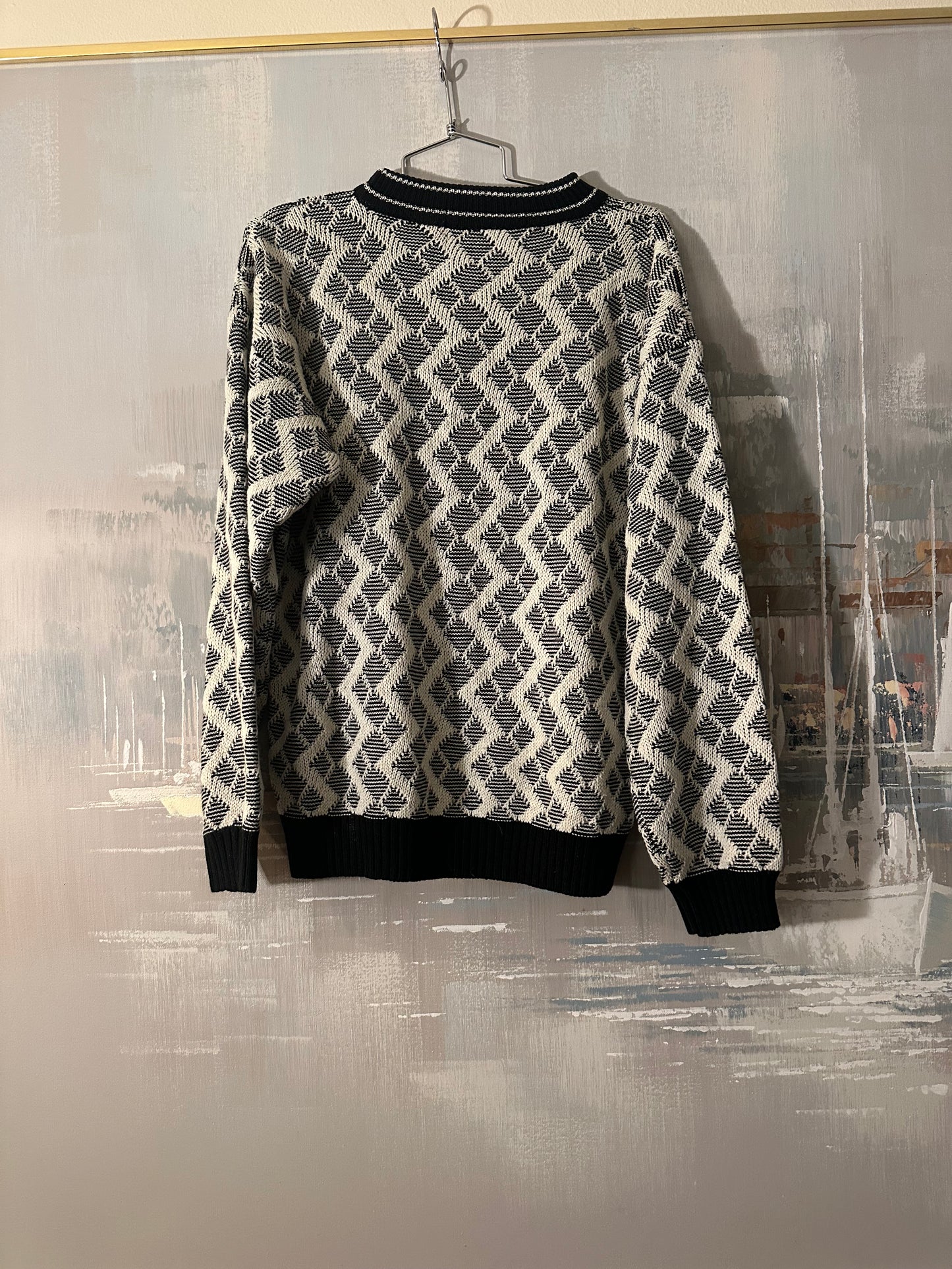 80s Black and White Sweater