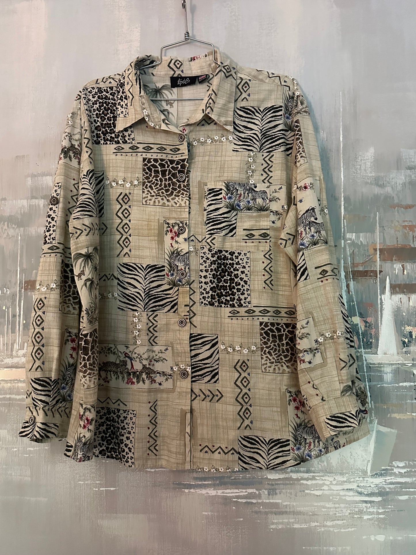80s/90s animal print button up— tops & co