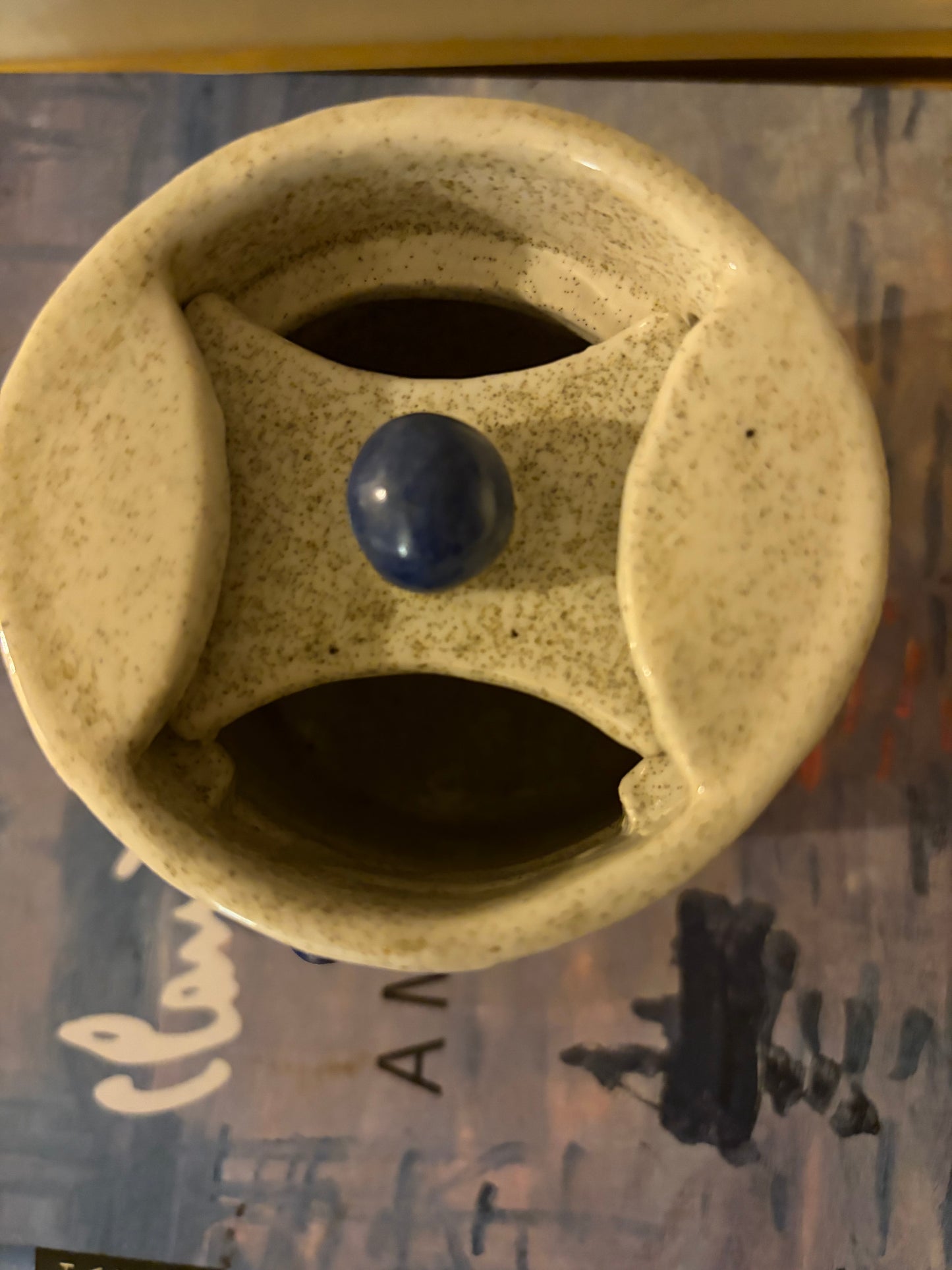 Handmade lidded Polka Dot to go Mug