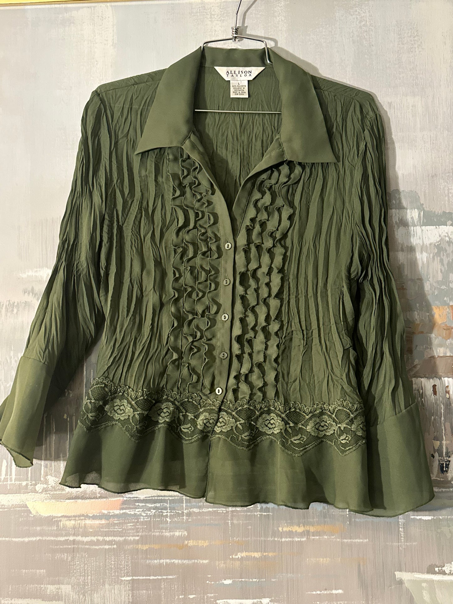 Y2K Green Frilly Shirt - Allison Taylor