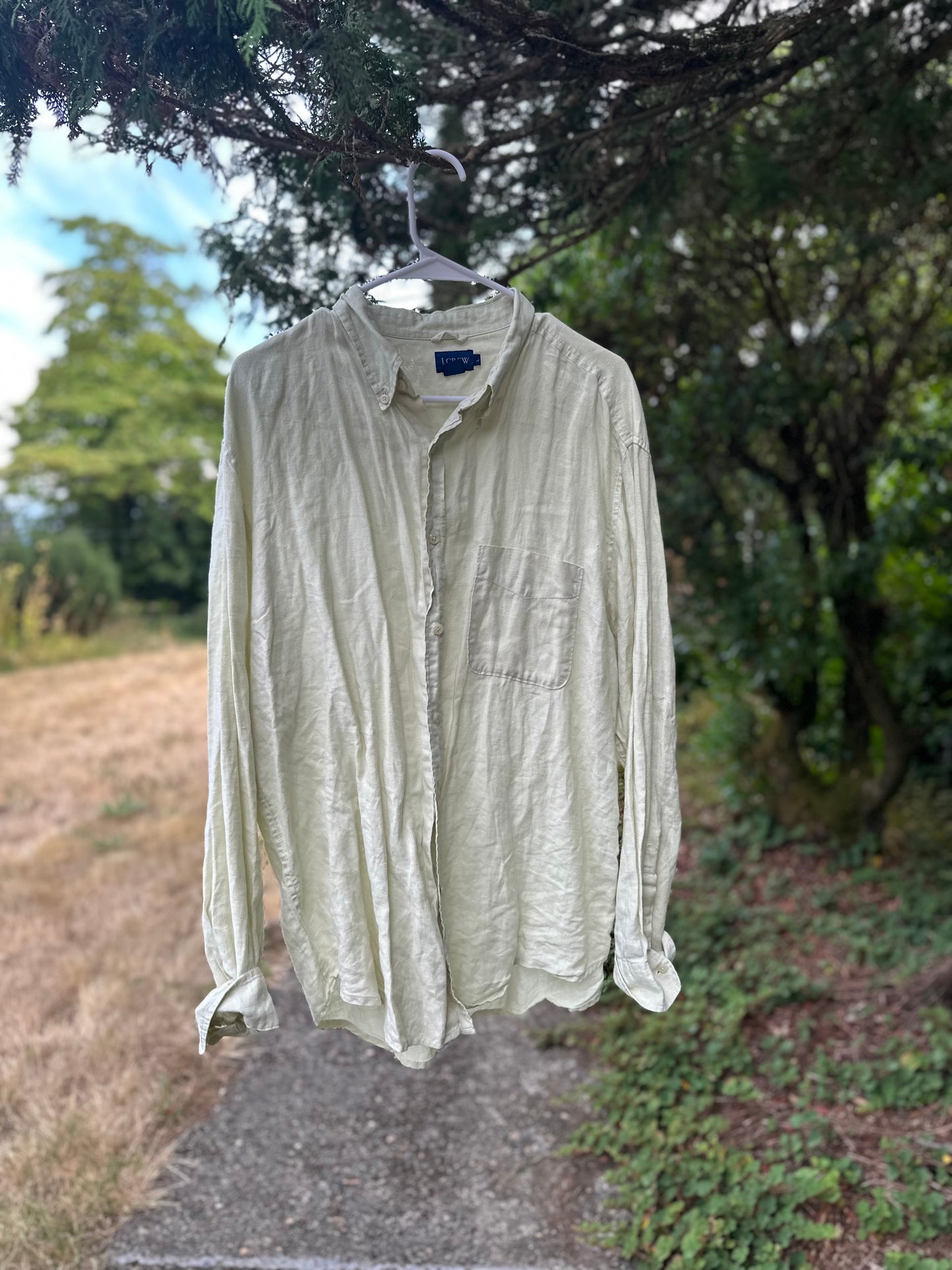 90s green J Crew Linen shirt