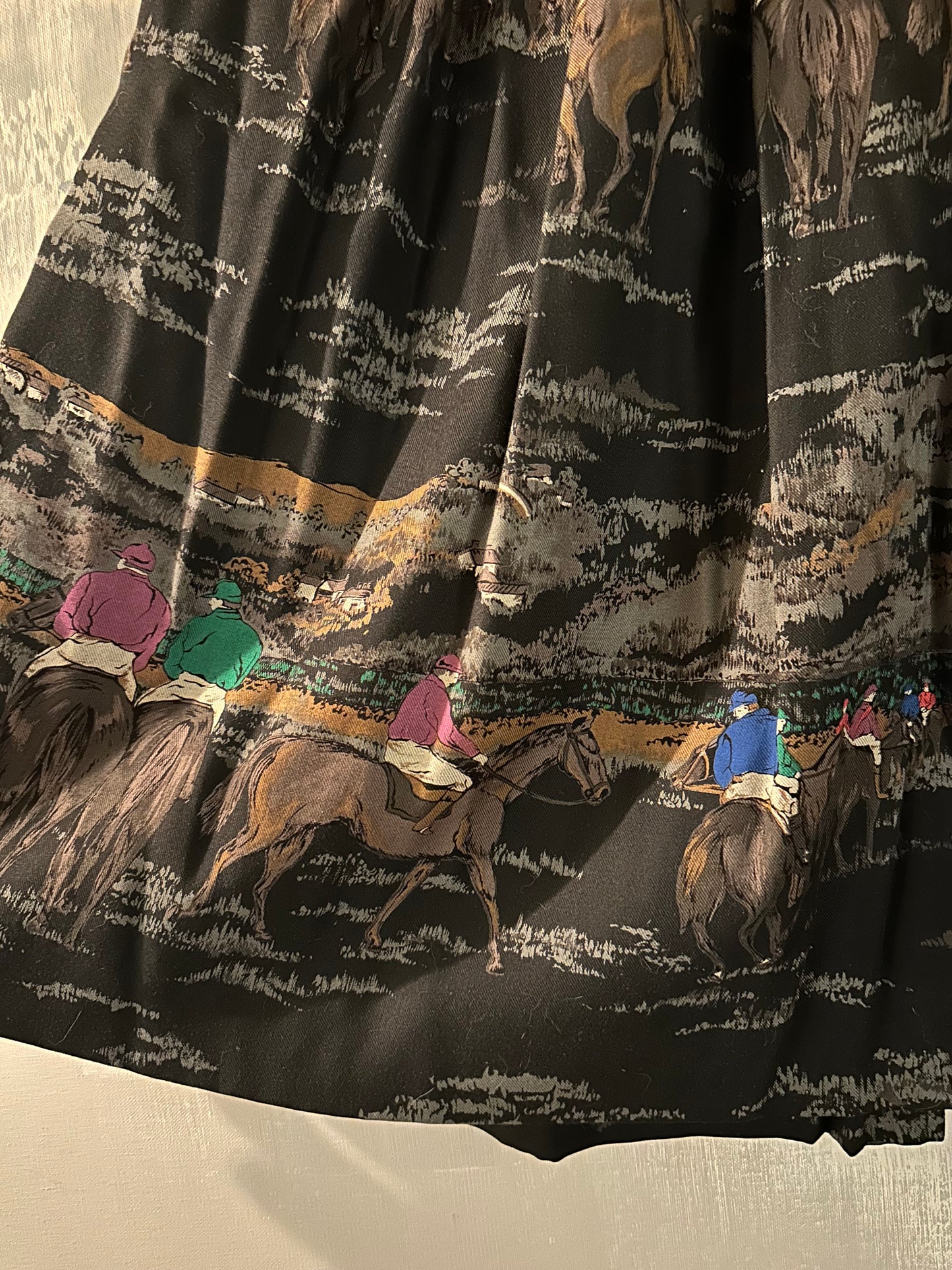 80s Black Horse Girl Jockey Skirt