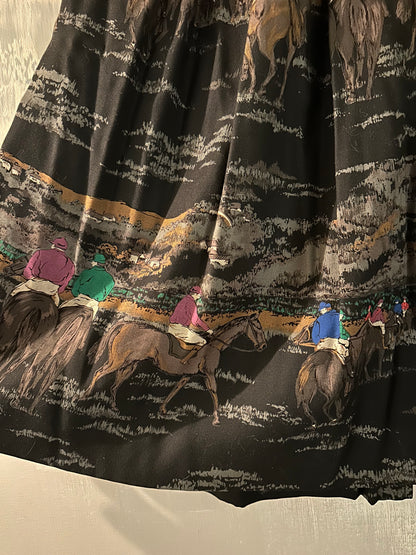 80s Black Horse Girl Jockey Skirt