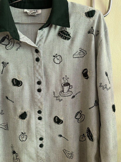 90s Green Embroidered Snack Shirt