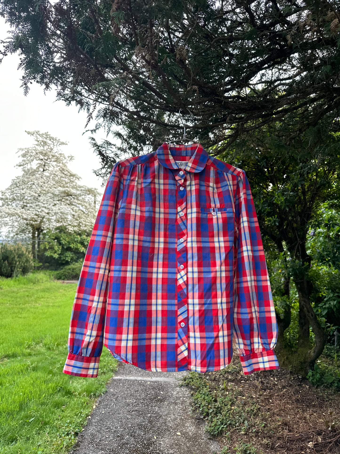 Vintage Blue and Red Plaid Shirt