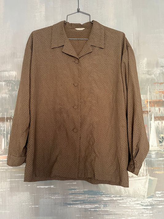 90s Tan Polka Dot Shirt Paris
