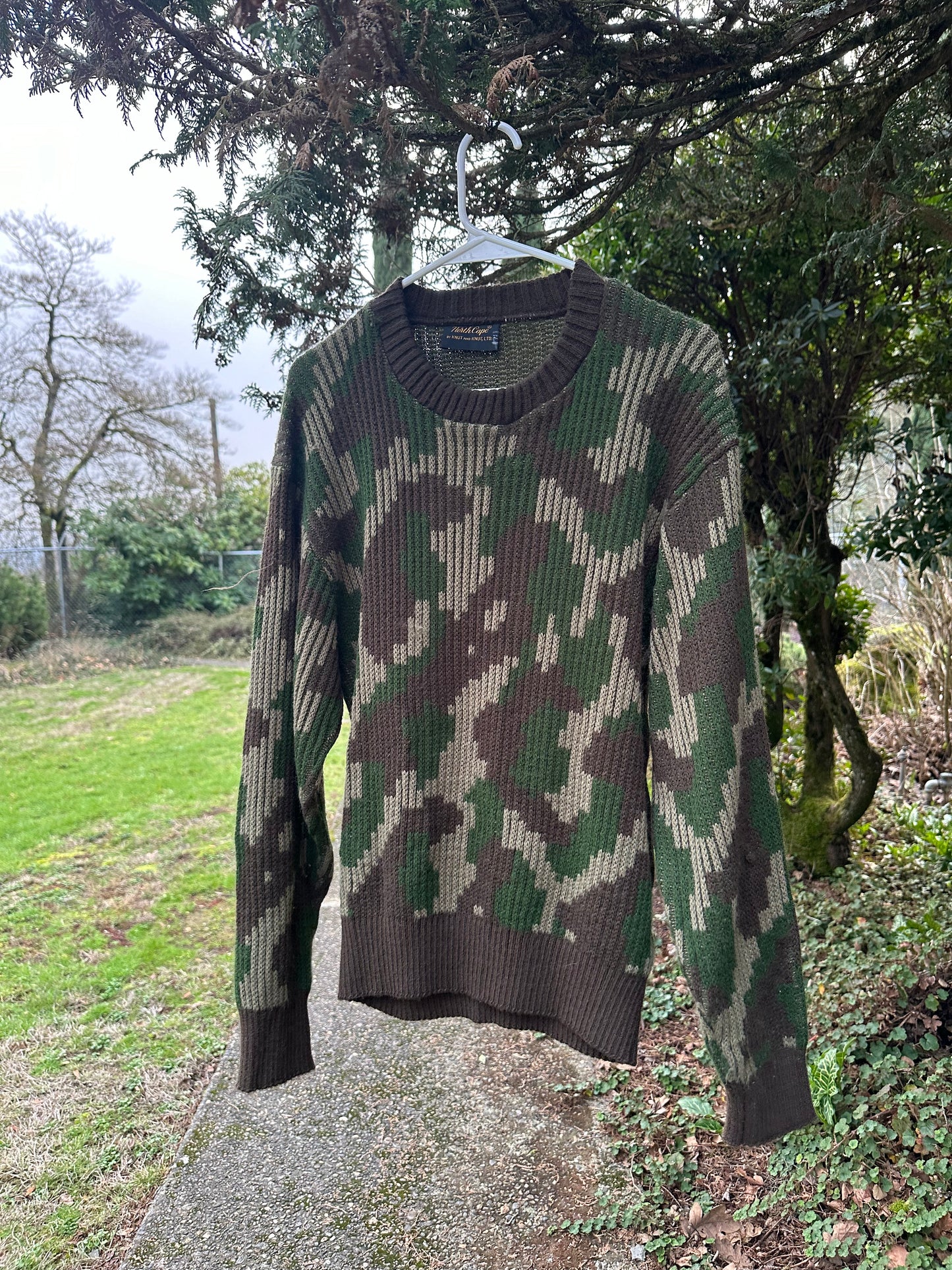 70s Green Camo Sweater